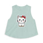 Kawaii Kitty Bow Crop Top — Cute Cat Graphic Women's Tank