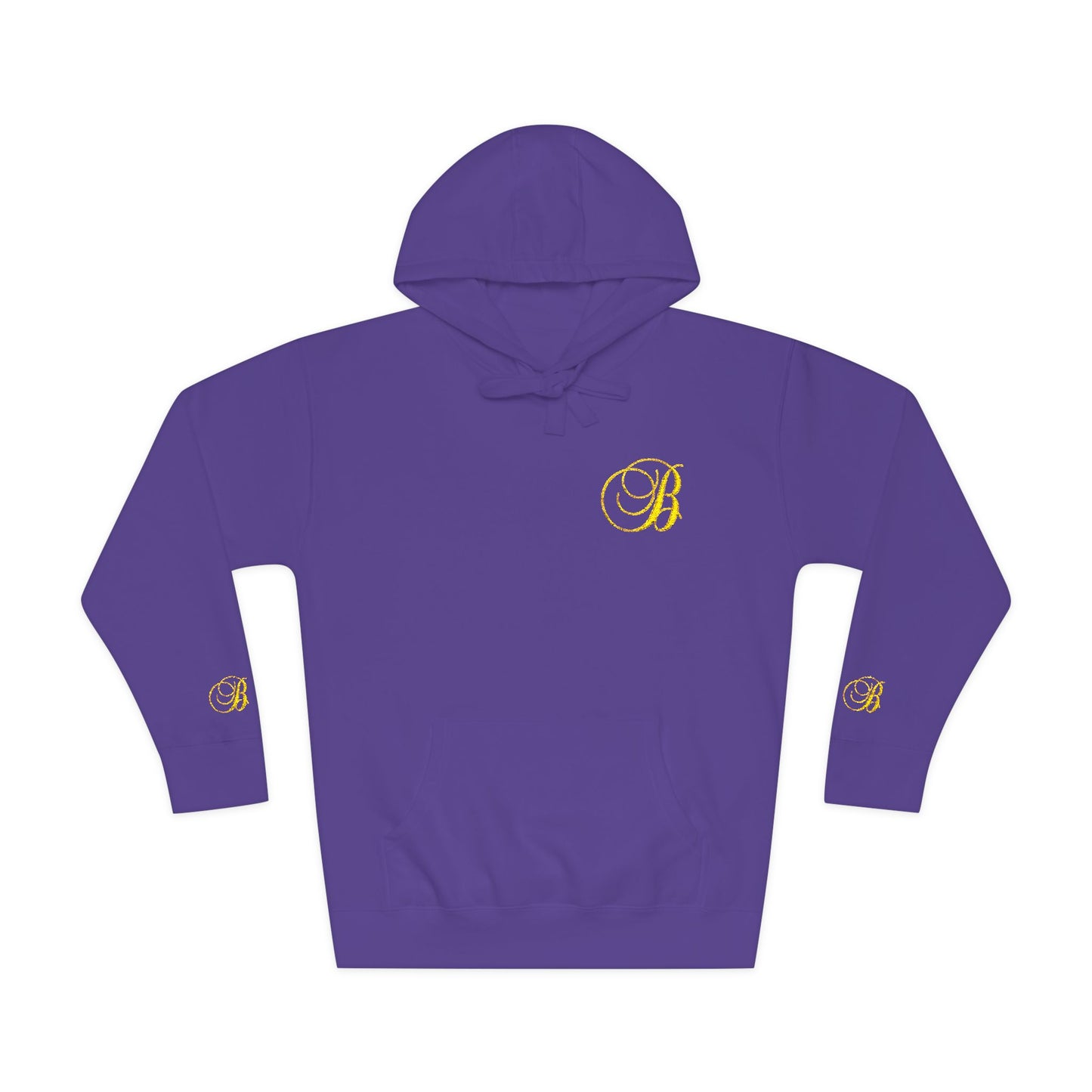 Coral Gold Floral Initial Hoodie — Monogram 'B' Casual Pullover