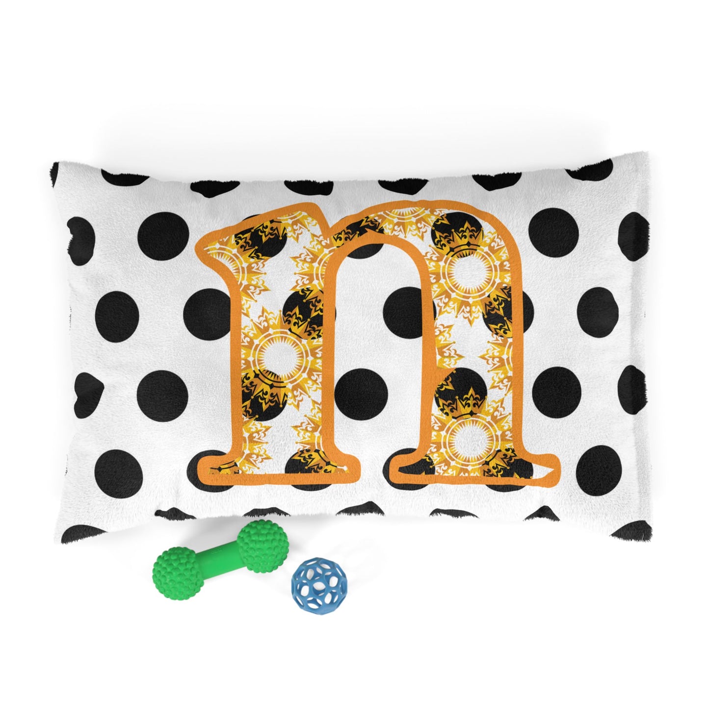 Chic Personalized Pet Bed with Polka Dots, Dog Bed, Cat Bed, Cozy Pet Cushion, Custom Name Gift for Pet Lovers, Stylish Home Decor
