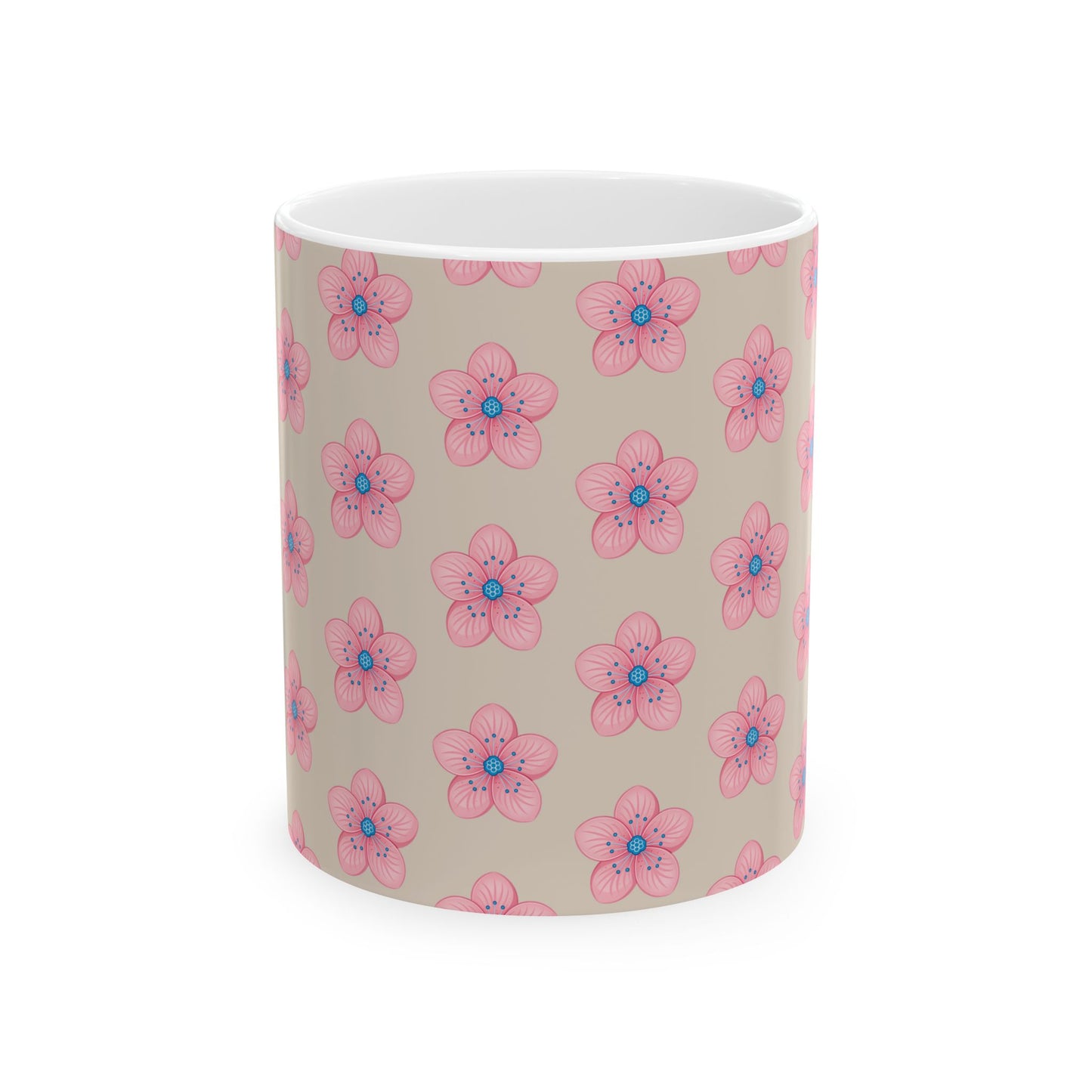 Pink Floral Ceramic Mug | Cute Coffee Cup for Flower Lovers, Tea Lovers, Gift for Her, Mother's Day, Birthday