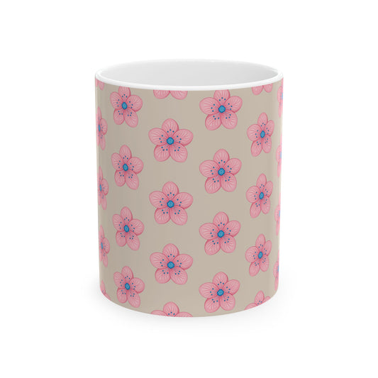 Pink Floral Ceramic Mug | Cute Coffee Cup for Flower Lovers, Tea Lovers, Gift for Her, Mother's Day, Birthday