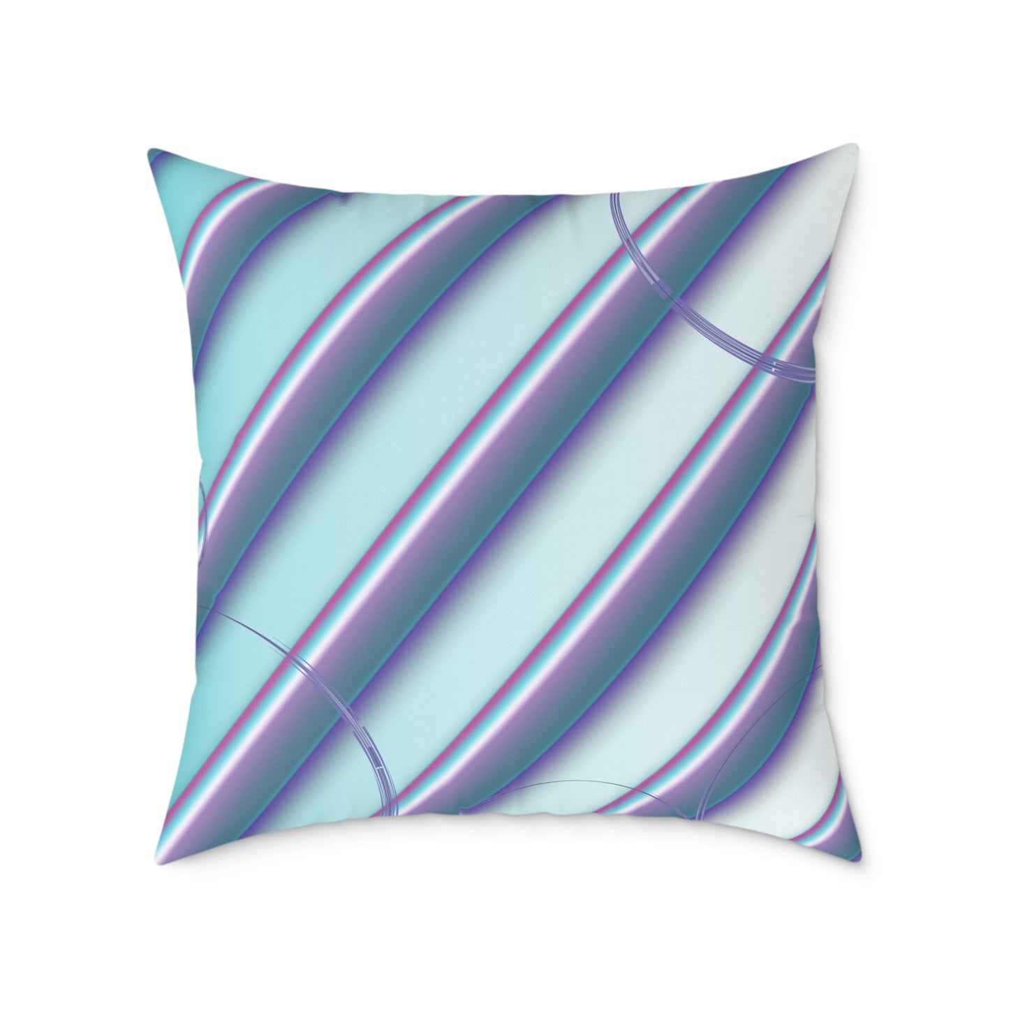 Abstract Teal & Lavender Striped Throw Pillow