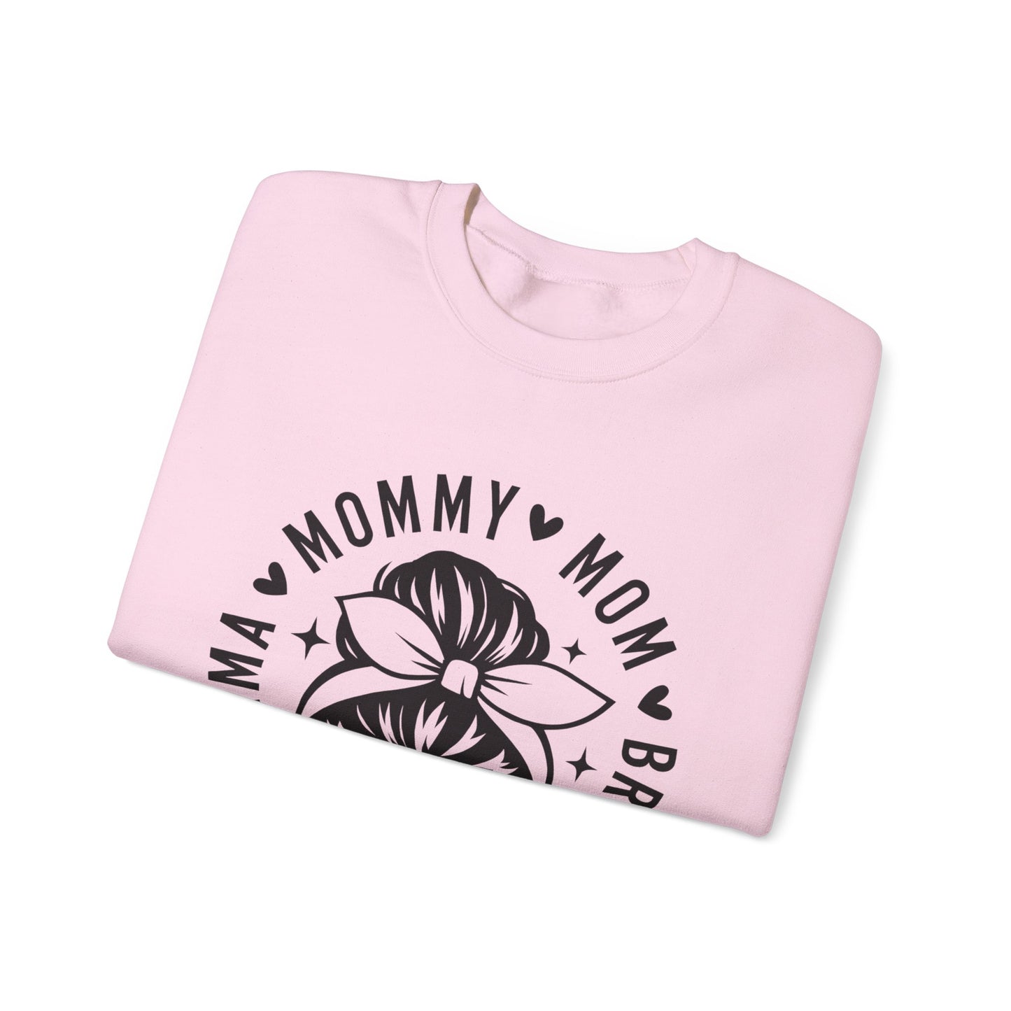 Mommy Mom Momma Crewneck Sweatshirt — Messy Bun Mom Graphic Pullover