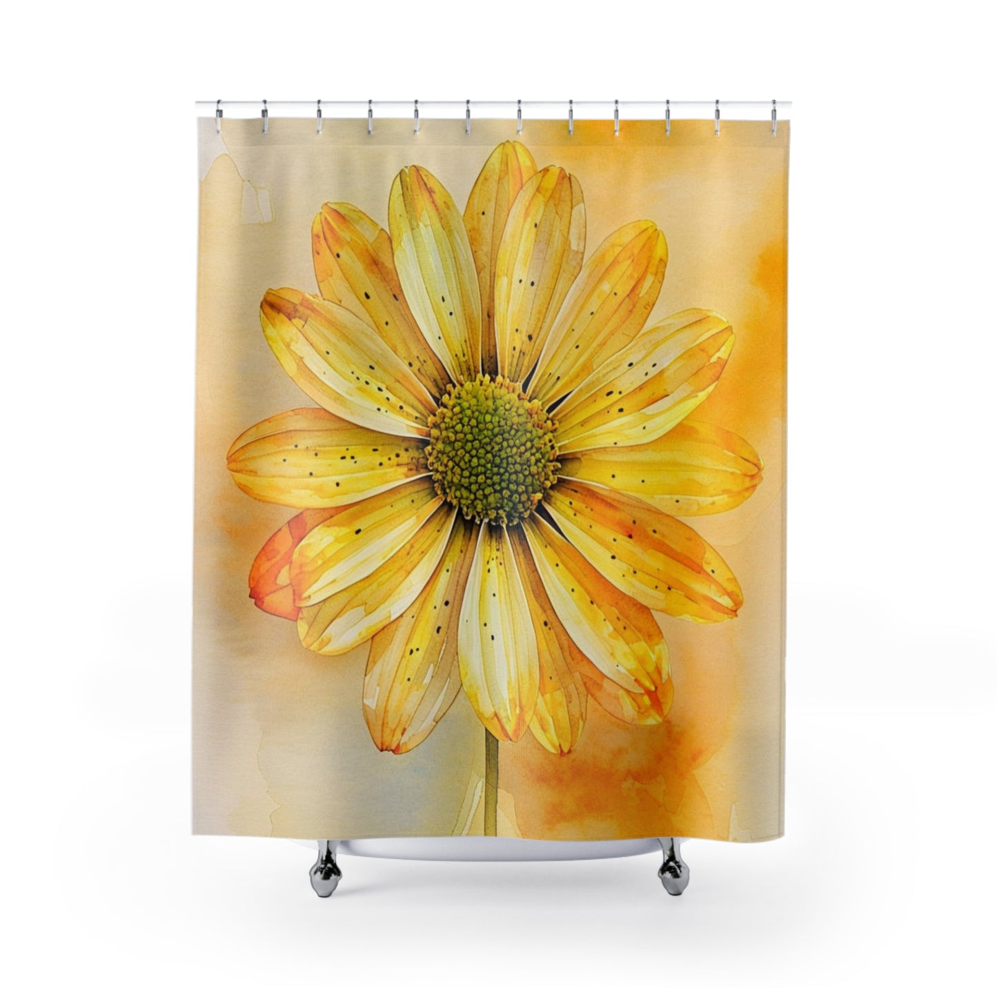 Yellow Daisy Shower Curtain — Bright Floral Bathroom Decor