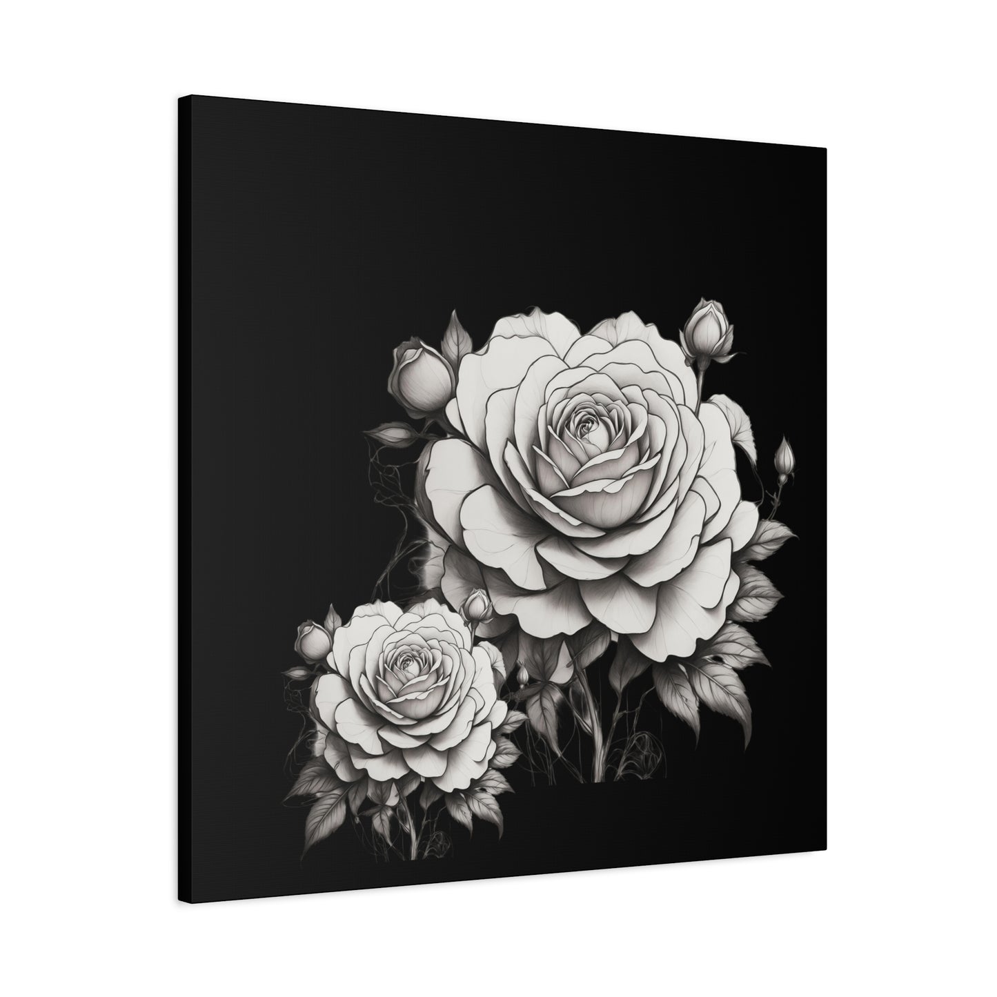 Monochrome Rose Canvas Print — Black & White Floral Wall Art