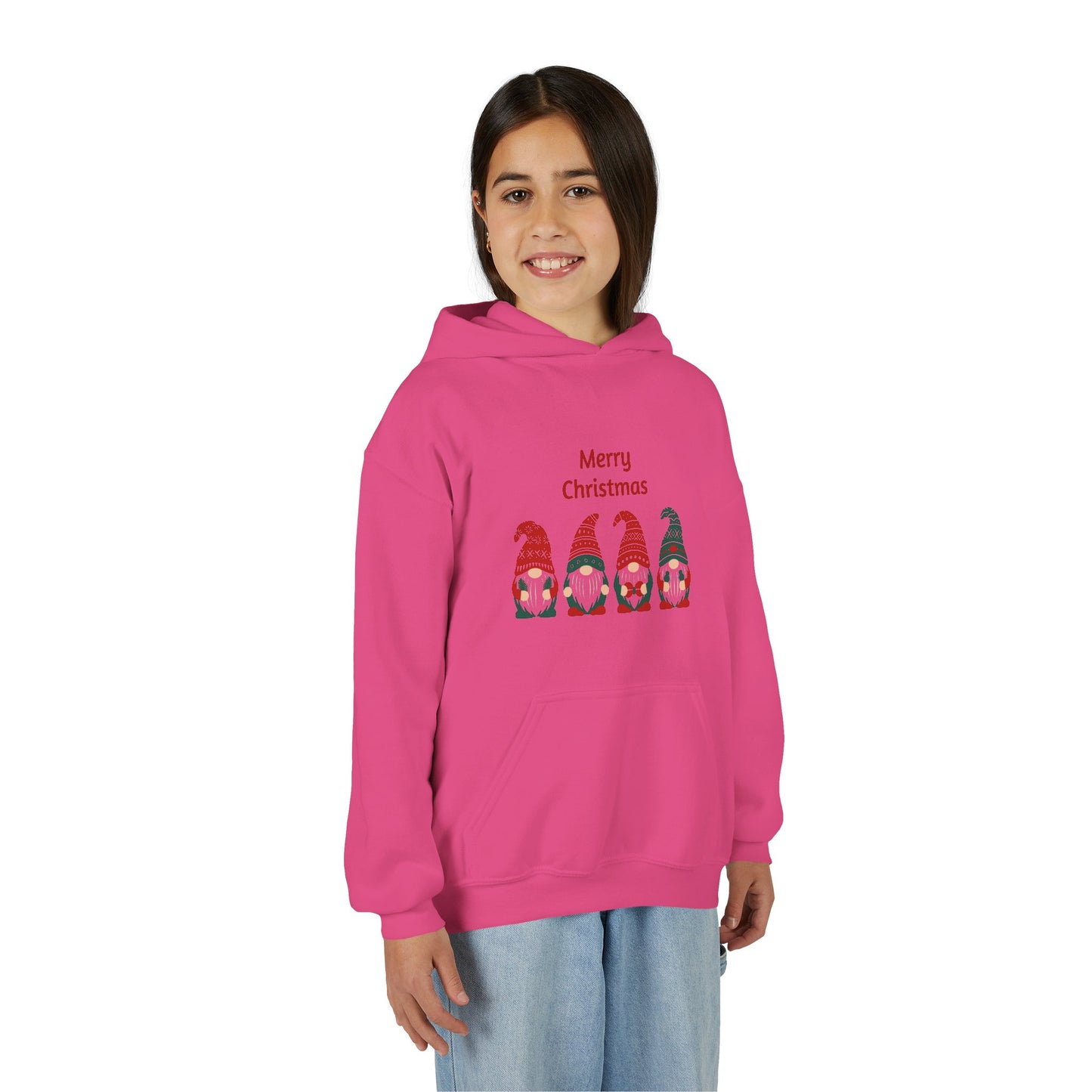 Youth Christmas Gnome Hoodie - "Merry Christmas" Holiday Kids Sweatshirt