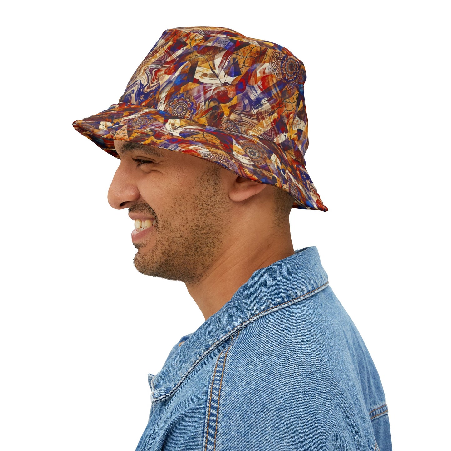 Abstract Swirl Bucket Hat — Colorful Psychedelic All-Over-Print