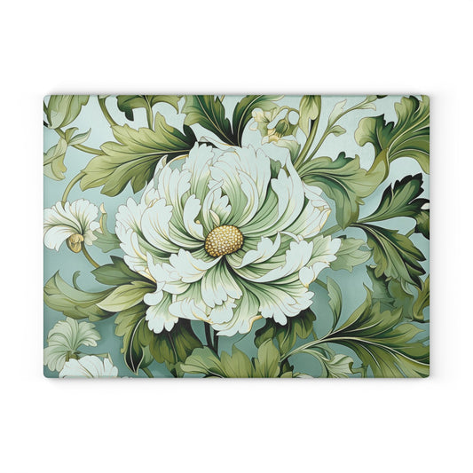 Floral Glass Cutting Board - Elegant Kitchen Decor