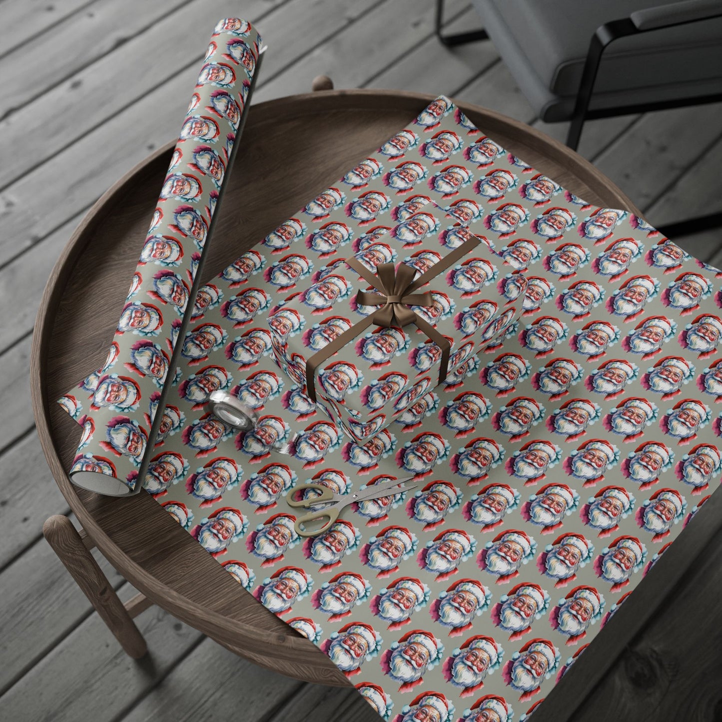 Santa Face Wrapping Paper Roll — Festive Holiday Gift Wrap