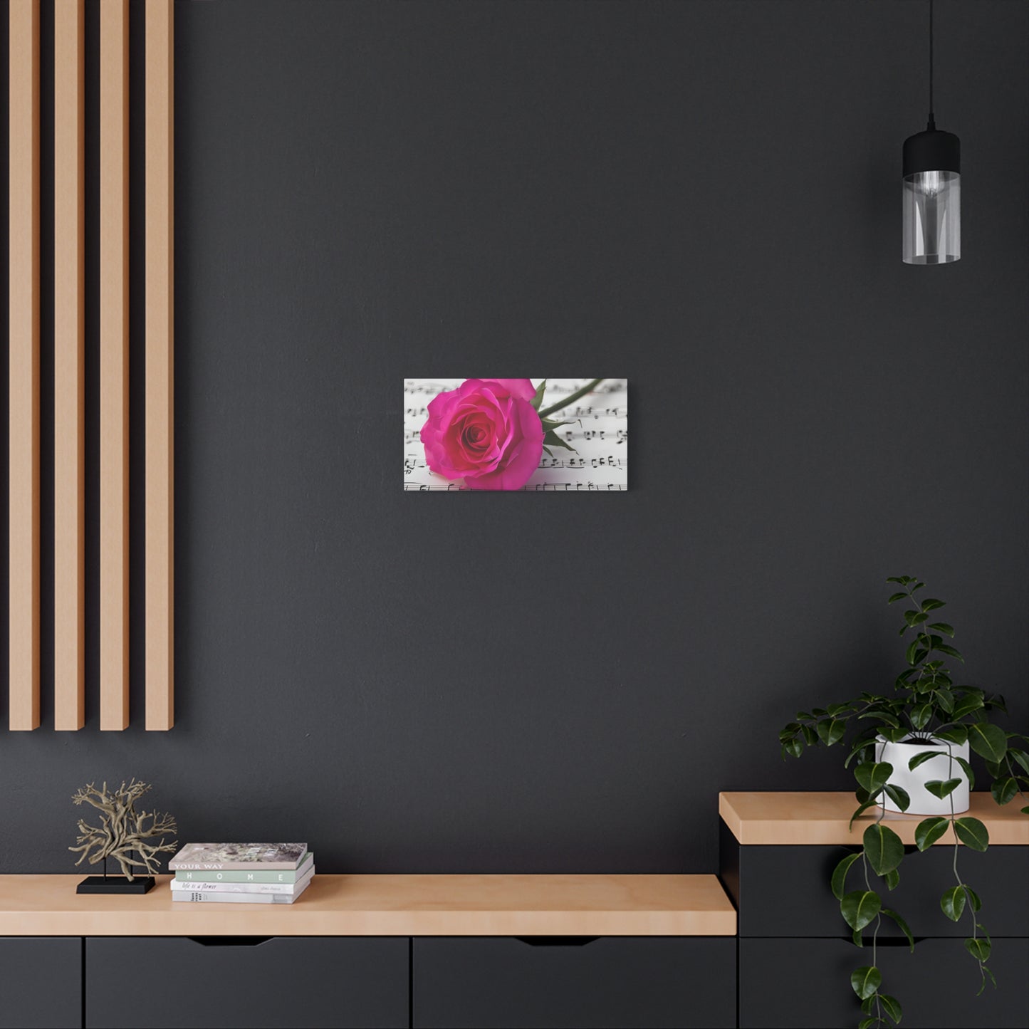 Stretched Canvas Art Print, Classic Rose on Sheet Music, Floral Wall Decor, Home Decoration, Gift for Music Lovers