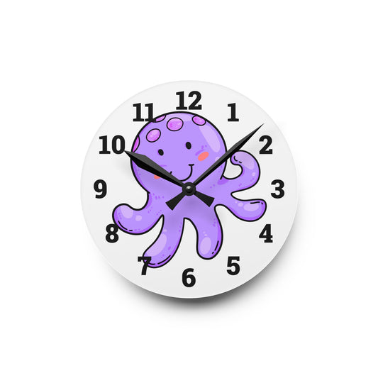Cute Octopus Acrylic Wall Clock - Fun Kids Room Decor