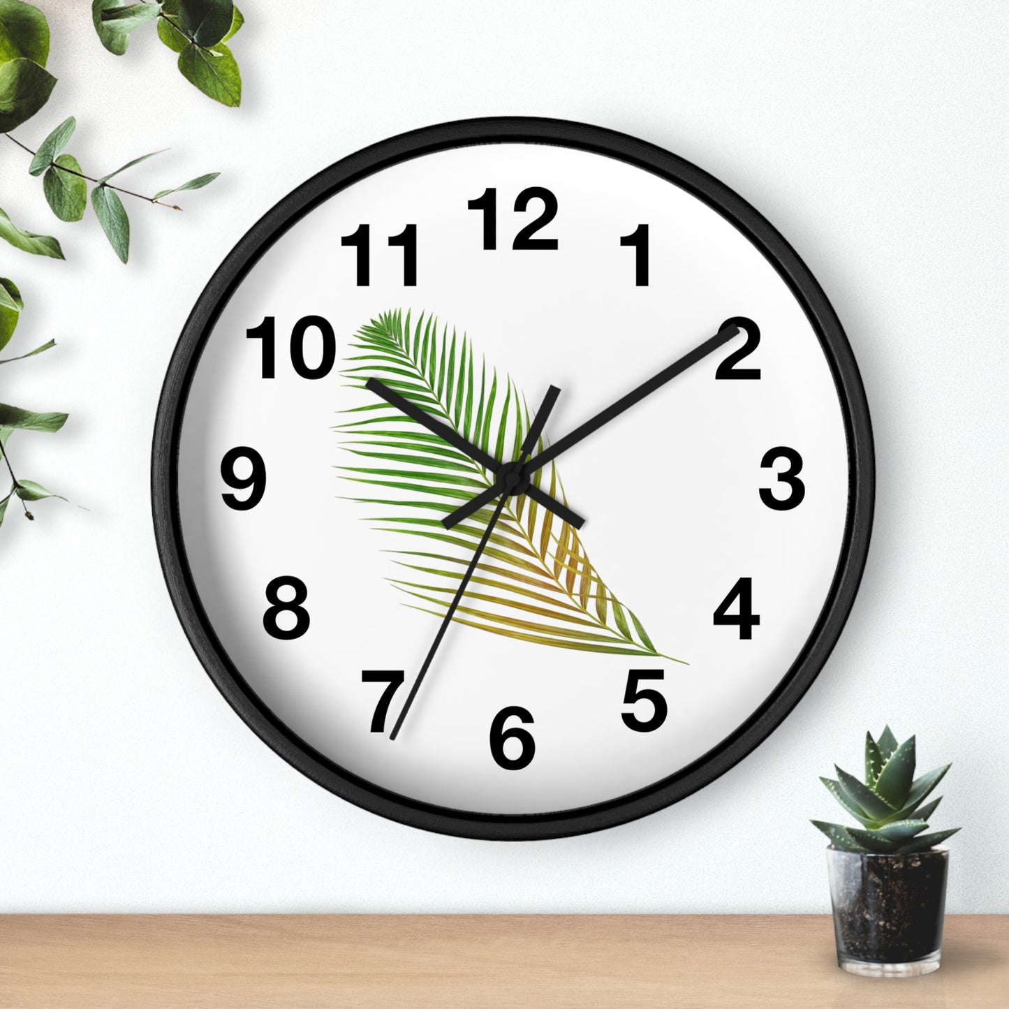 Tropical Palm Leaf Wall Clock – Minimal Botanical Home Decor