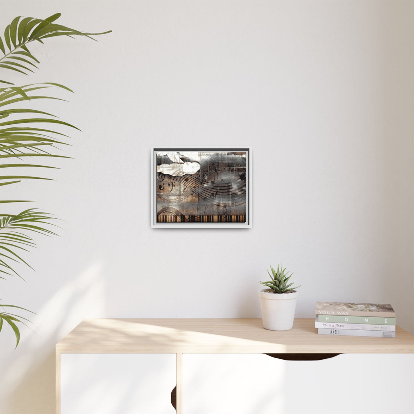 Framed Music Notes Canvas Print — Abstract Vintage Piano & Sheet Music Wall Art