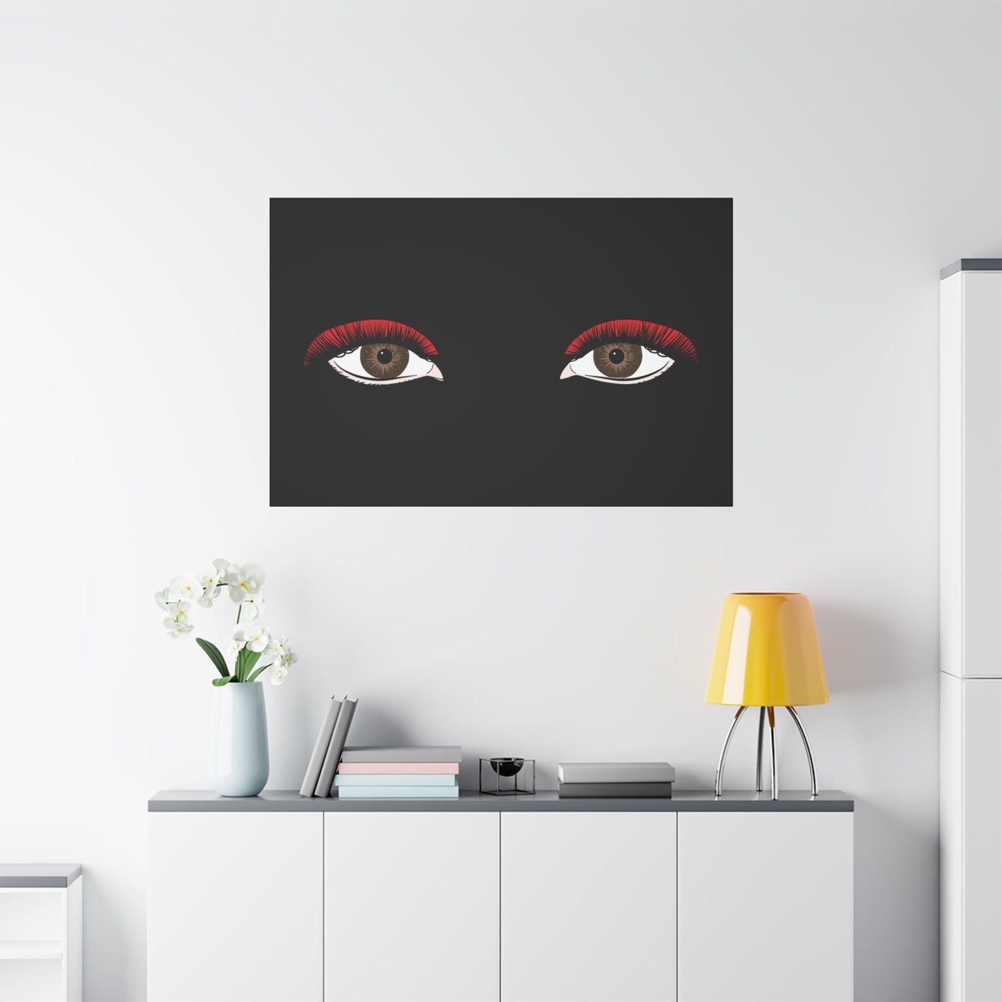 Red Lashes Wall Art Canvas — Glam Eyes Makeup Decor