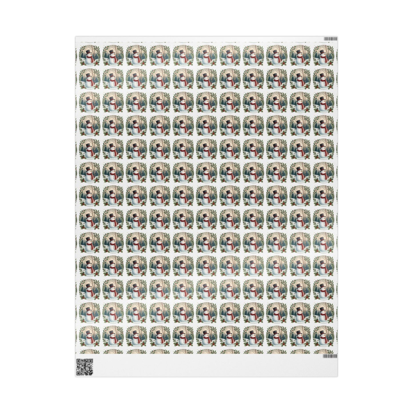 Snowman Wreath Christmas Wrapping Paper Roll — Festive Holiday Gift Wrap