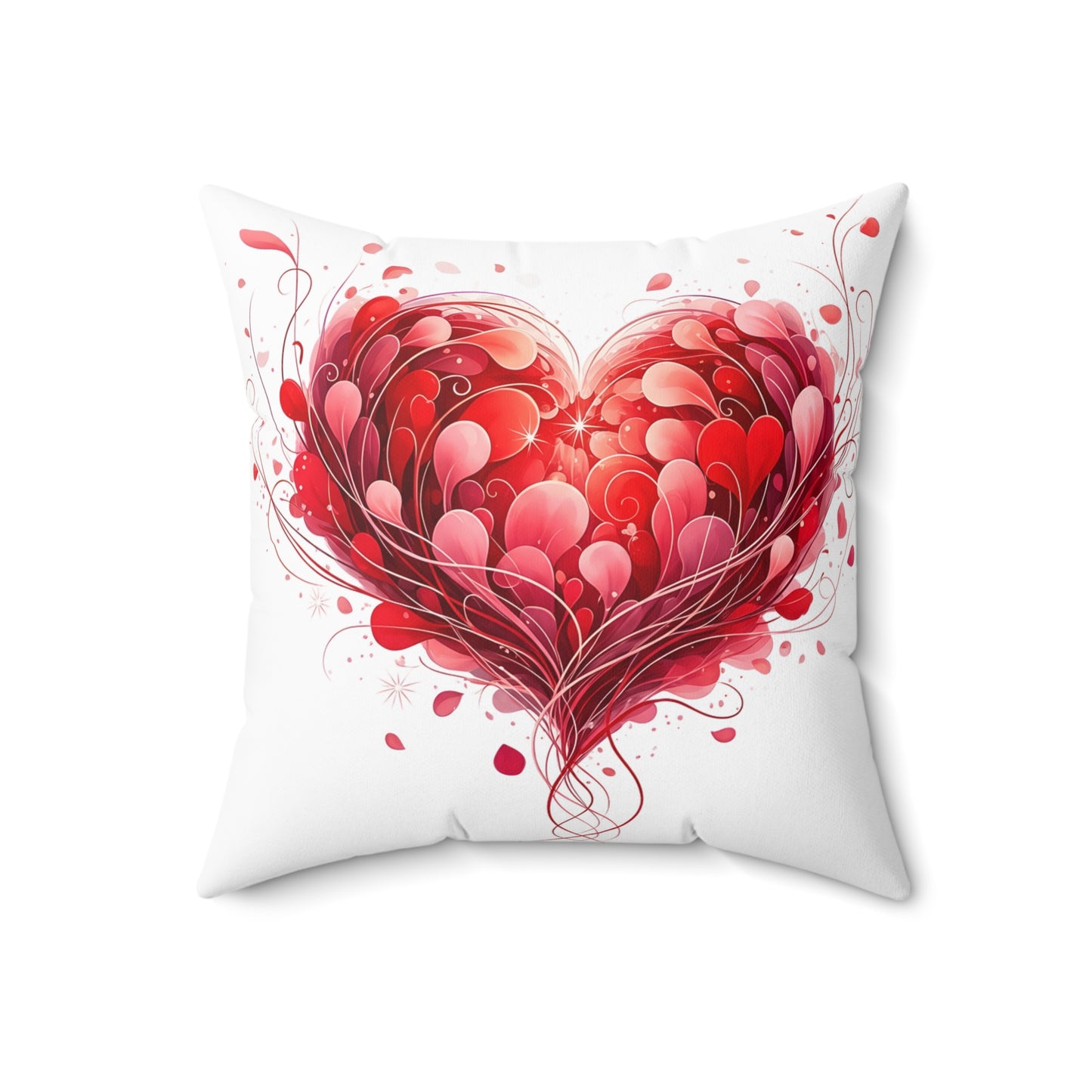 Valentine Red Heart Decorative Pillow — Romantic Floral Heart Throw Pillow