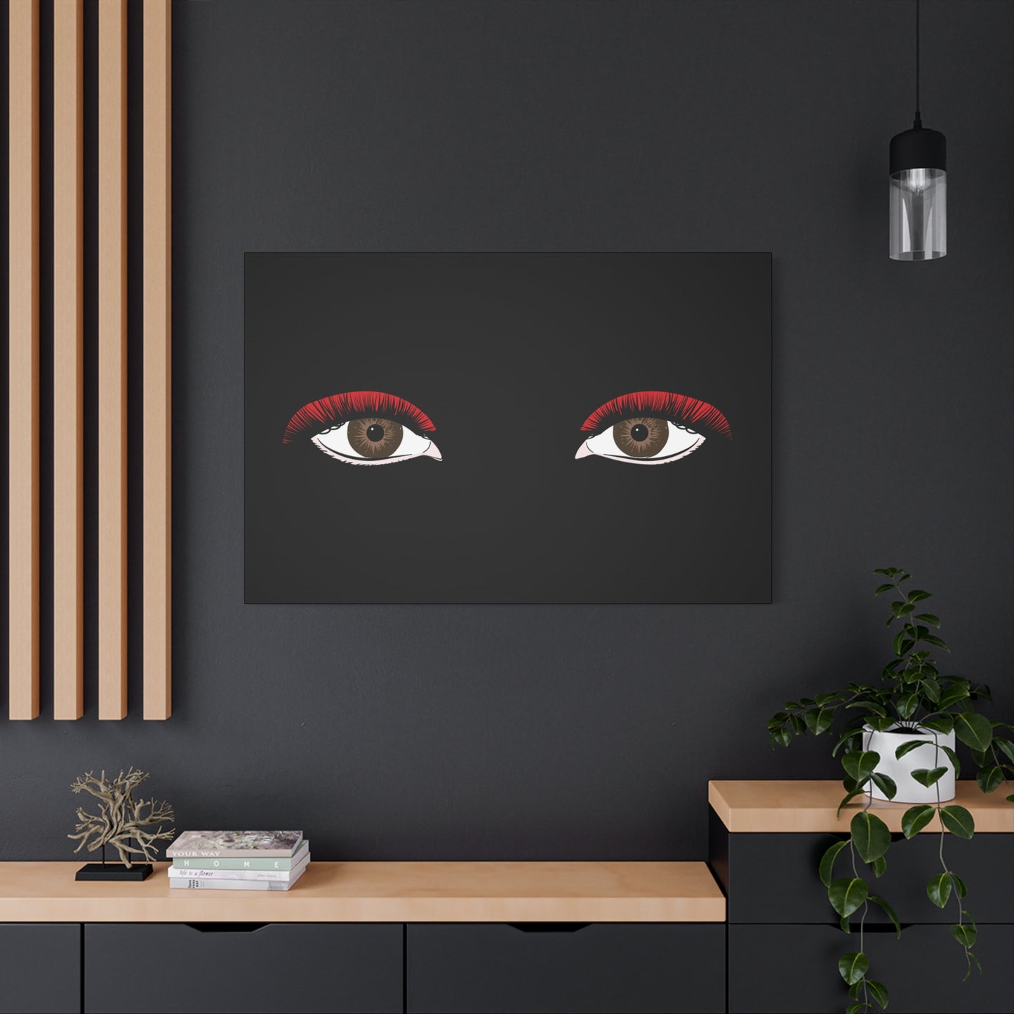 Red Lashes Wall Art Canvas — Glam Eyes Makeup Decor