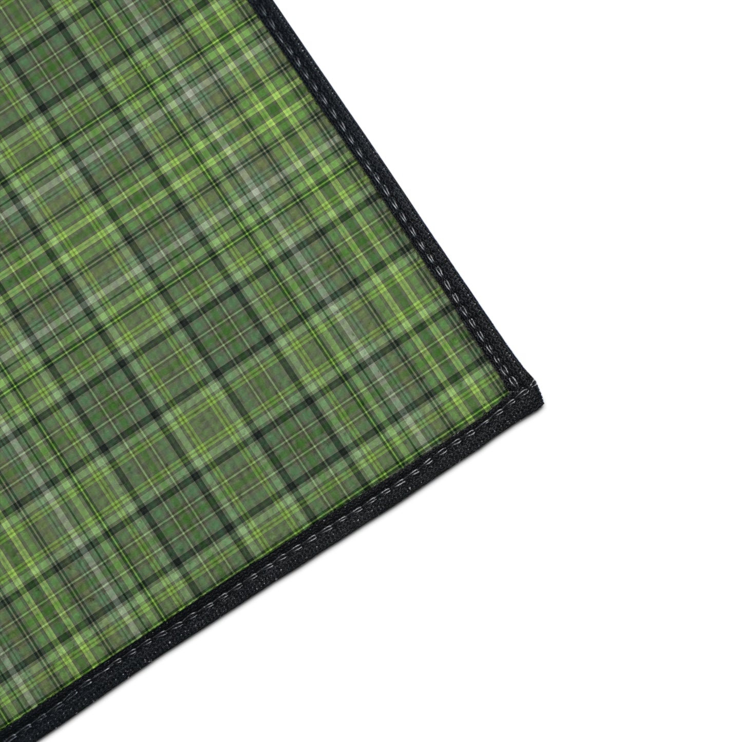 Green Plaid Heavy-Duty Floor Mat — Durable Non-Slip Entry Rug