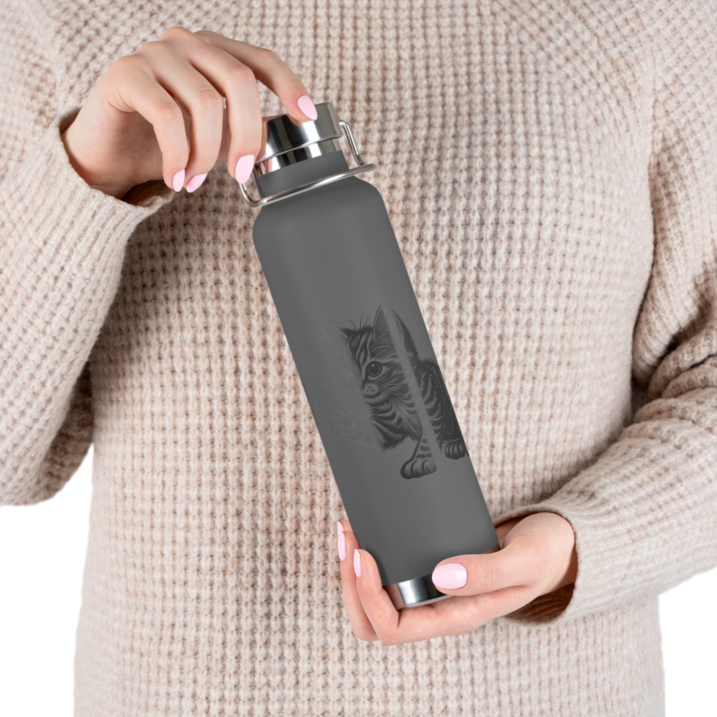 Cat and Butterfly Insulated Water Bottle -  22oz insulated bottle
