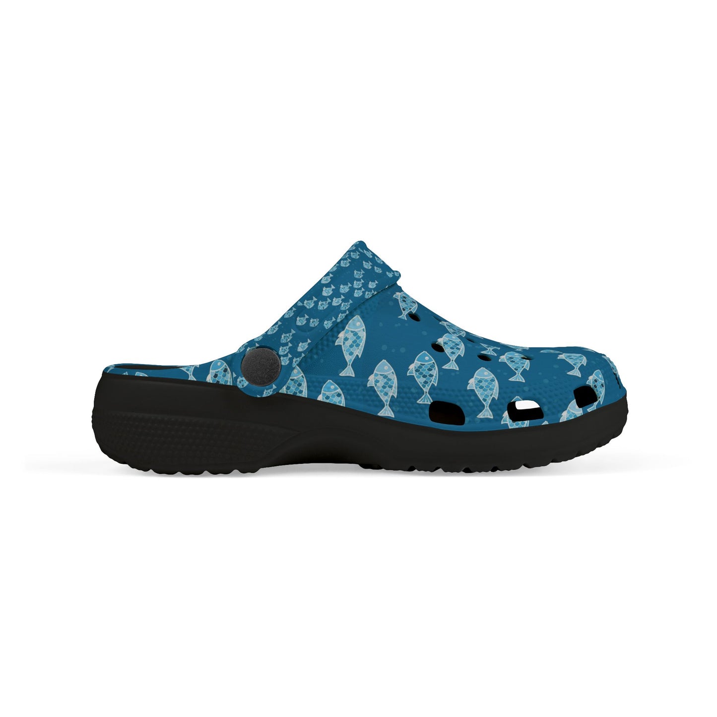 Kids Fish Pattern EVA Foam Clogs — Blue Ocean Slip-On Sandals
