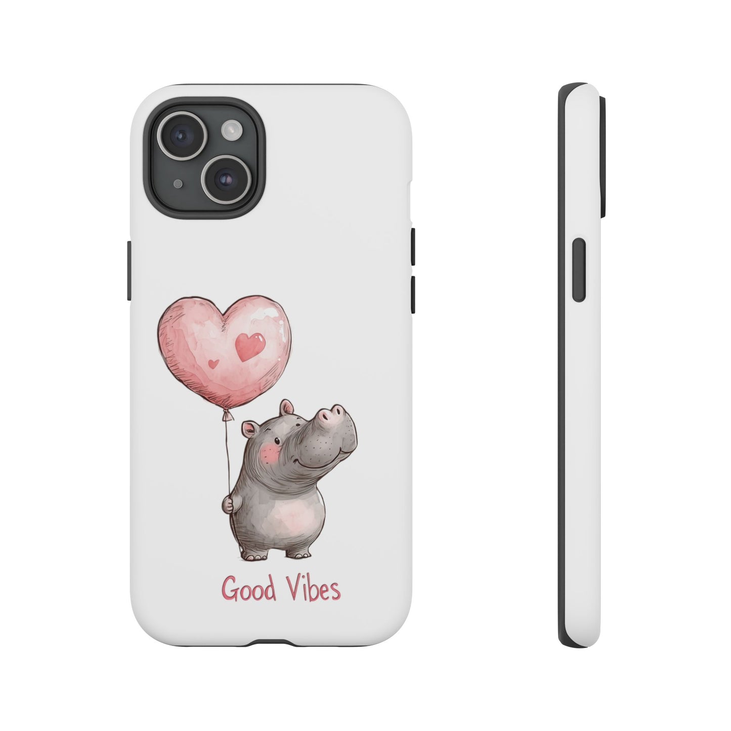 Cute Hippo Phone Case - Good Vibes Design, Animal Lover Gift, Fun Accessory, Birthday Present, Phone Accessories