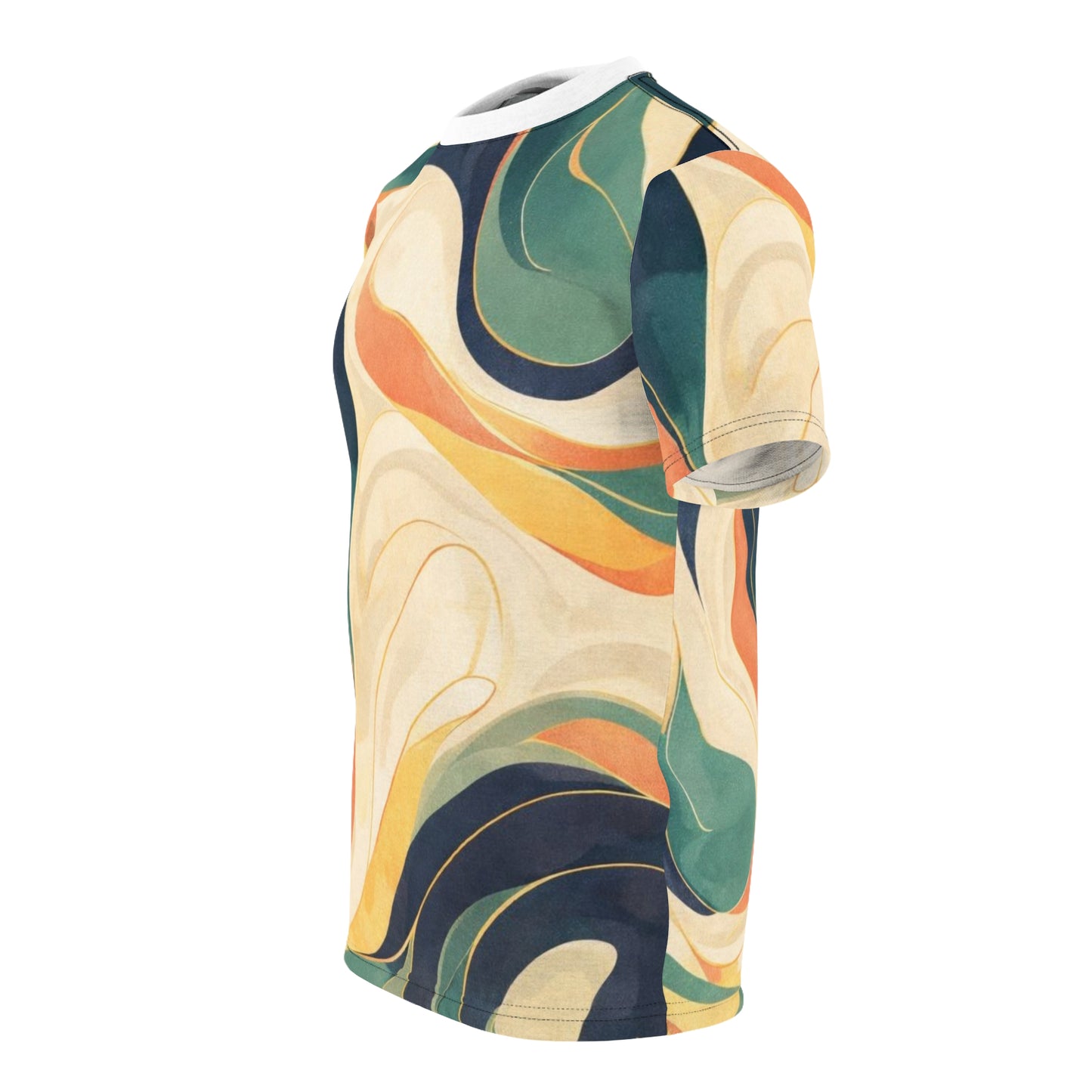 Abstract Retro Swirl T‑Shirt — All‑Over Print Colorful Art Tee