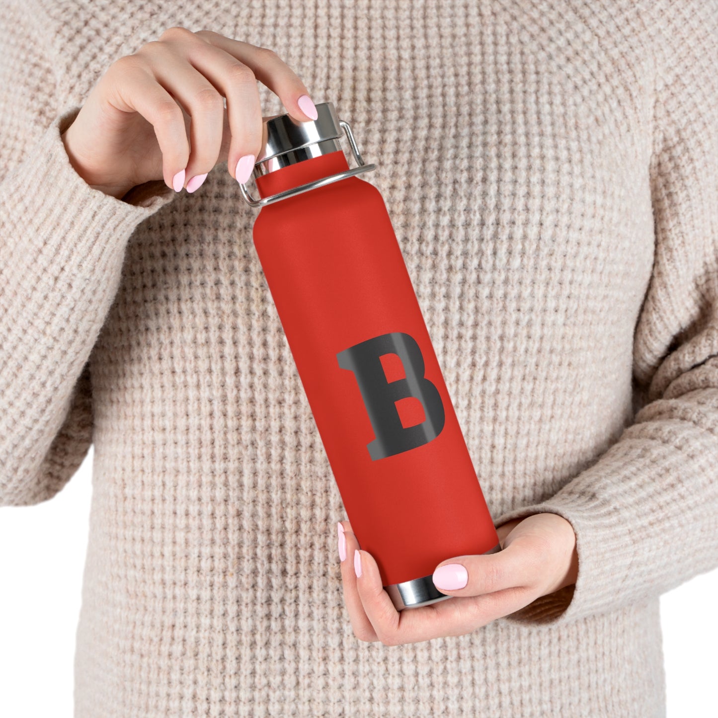 Personalized Copper Insulated Water Bottle, 22oz - "B" Custom Monogram