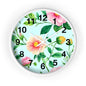 Floral Cottage Wall Clock — Pastel Pink & Green Garden Design