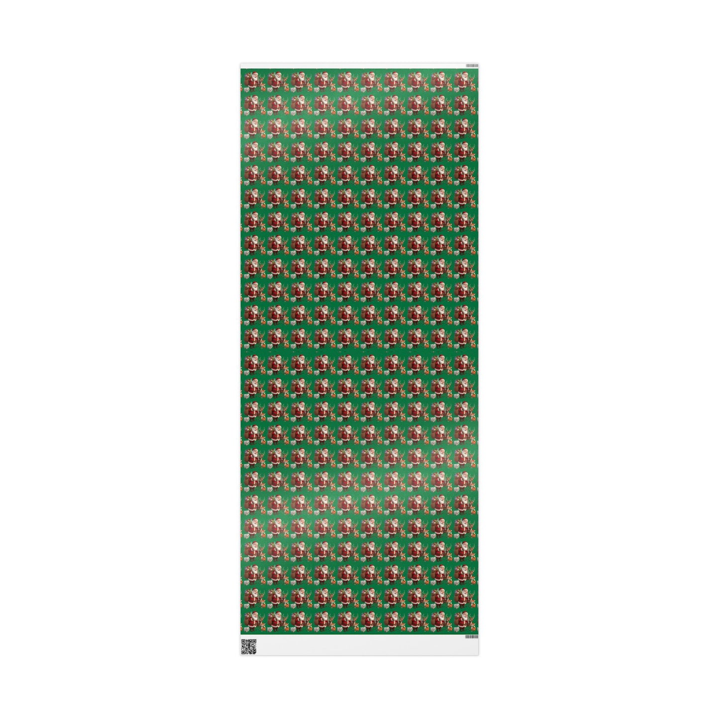Christmas Santa & Reindeer Wrapping Paper Roll — Festive Green Holiday Gift Wrap