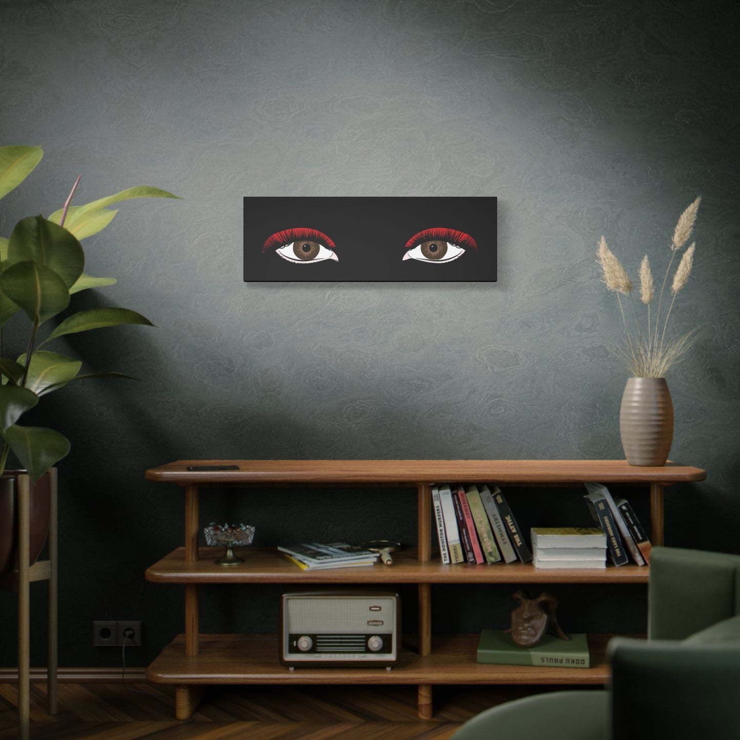 Red Lashes Wall Art Canvas — Glam Eyes Makeup Decor