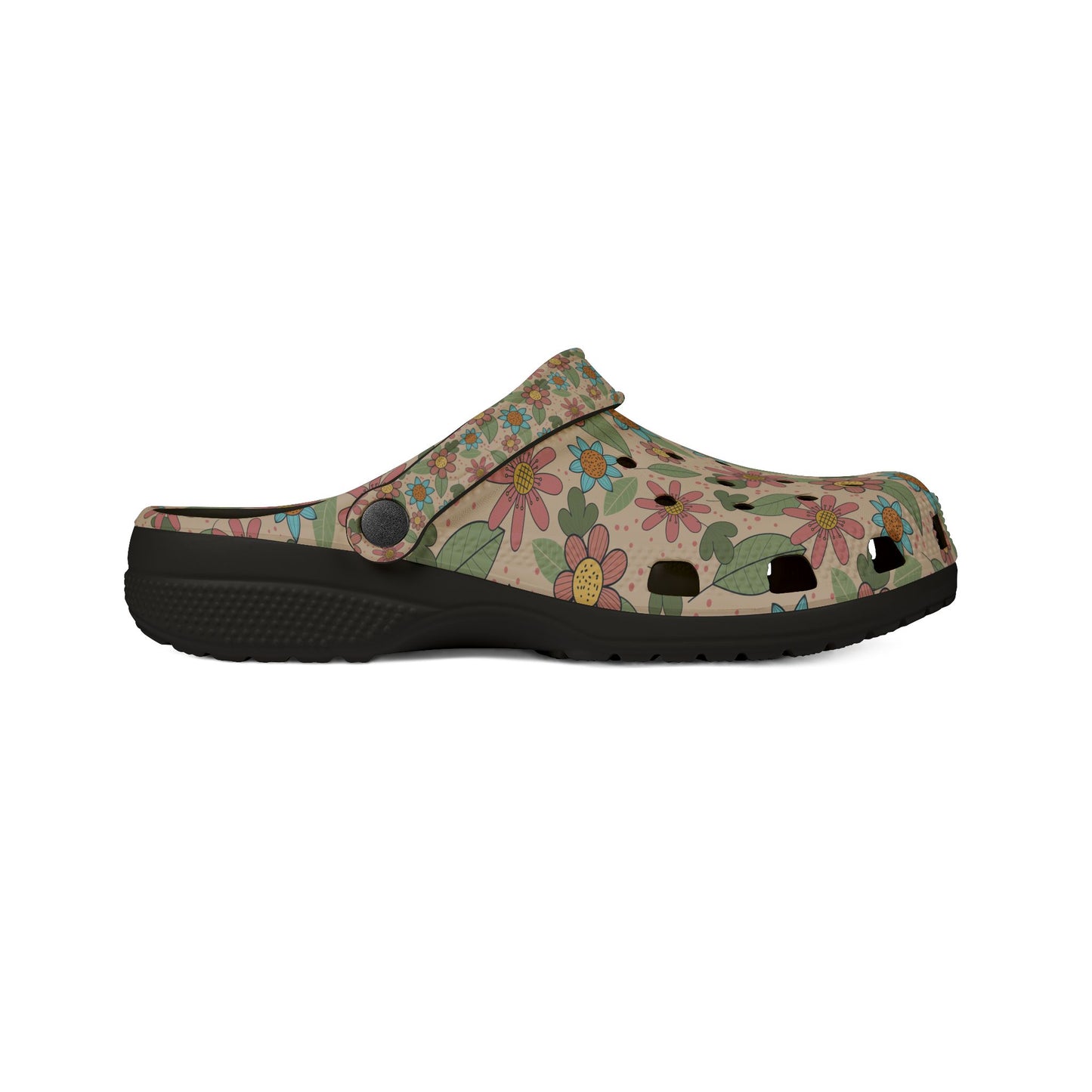 Floral Garden EVA Clogs — Retro Flower Print Foam Slip‑Ons