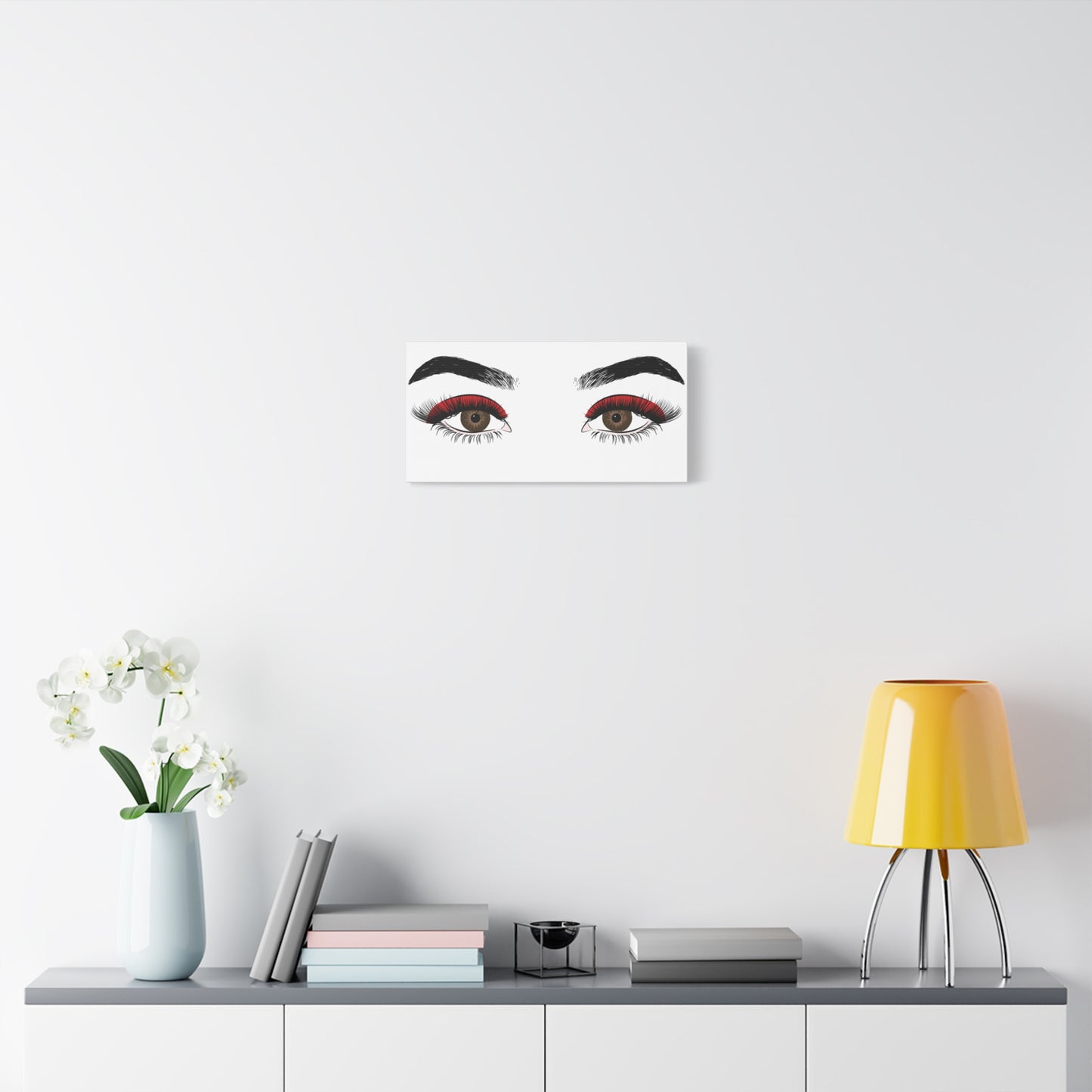 Red Lashes Wall Art Canvas — Glam Eyes Makeup Decor