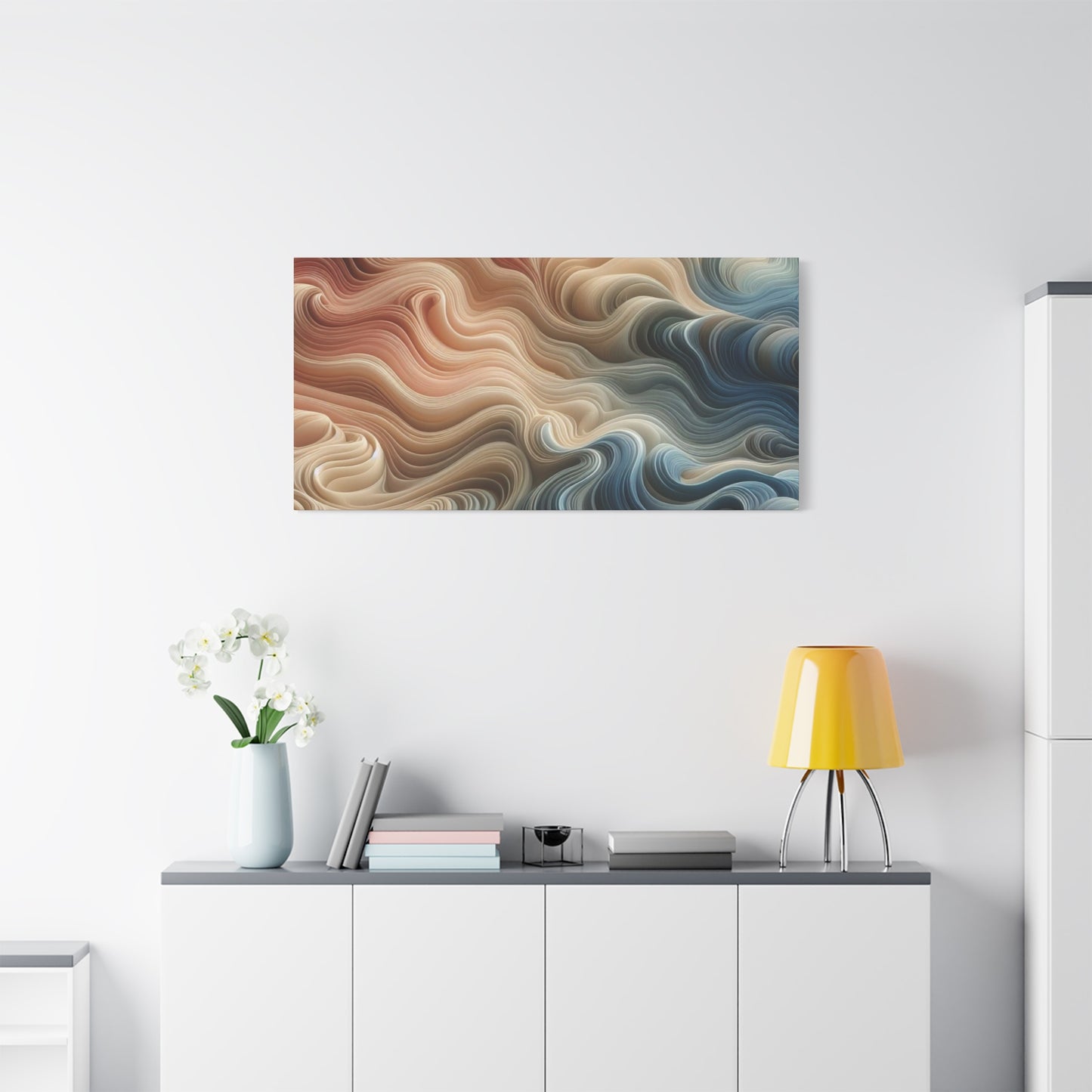 Abstract Swirl Matte Canvas Wall Art — Fluid Earth Tones, Stretched 1.25"