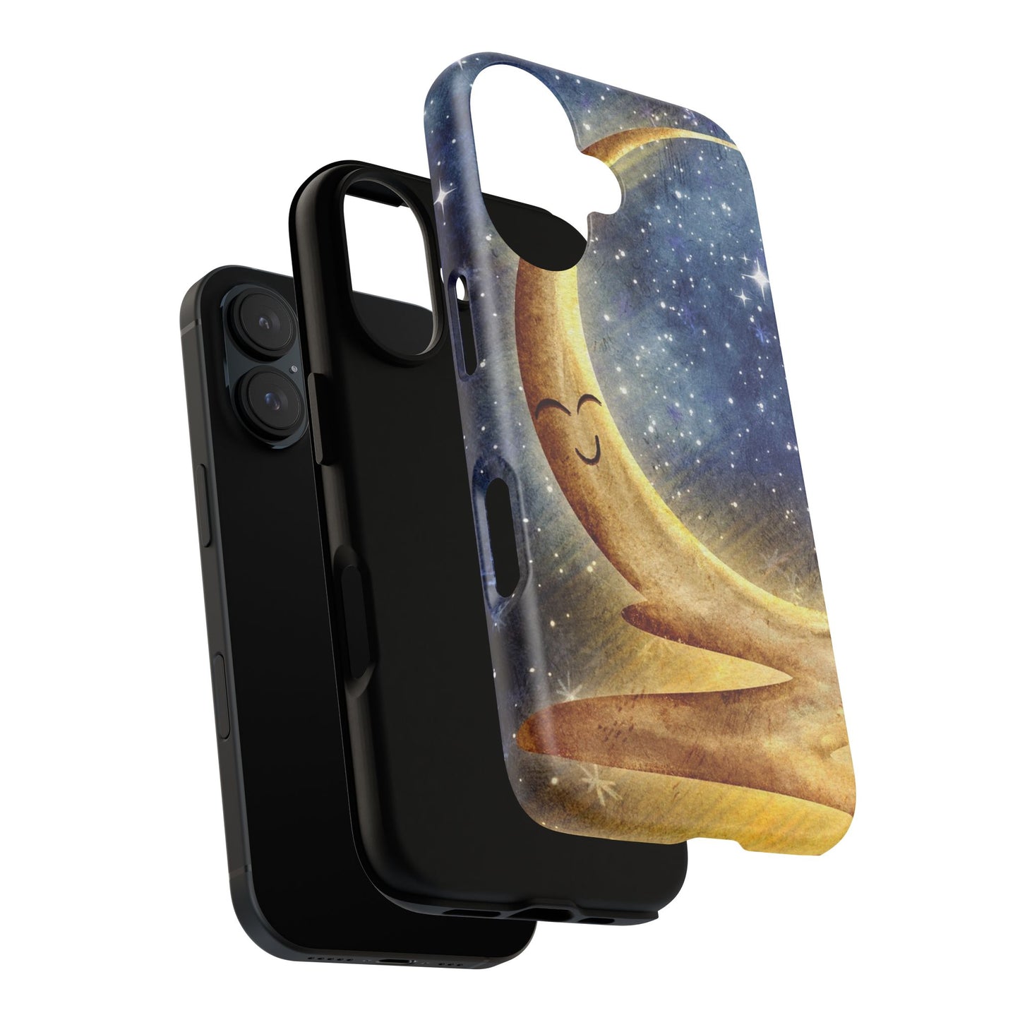 Moonlit Smile Phone Case — Starry Night Crescent Moon iPhone Cover