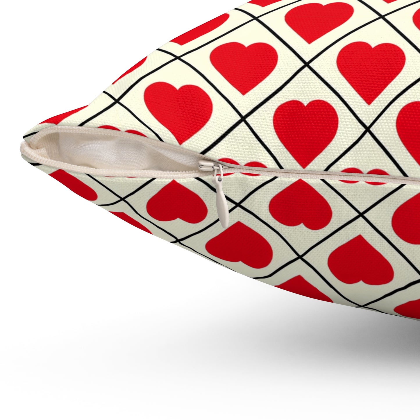 Red Heart Pattern Pillow – Valentine’s Decorative Throw Pillow