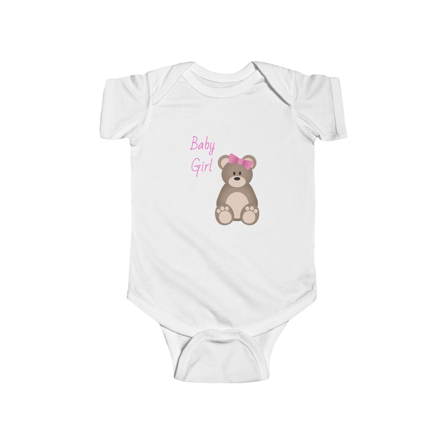 Cute Baby Girl Bodysuit with Bear Design, Infant Clothing