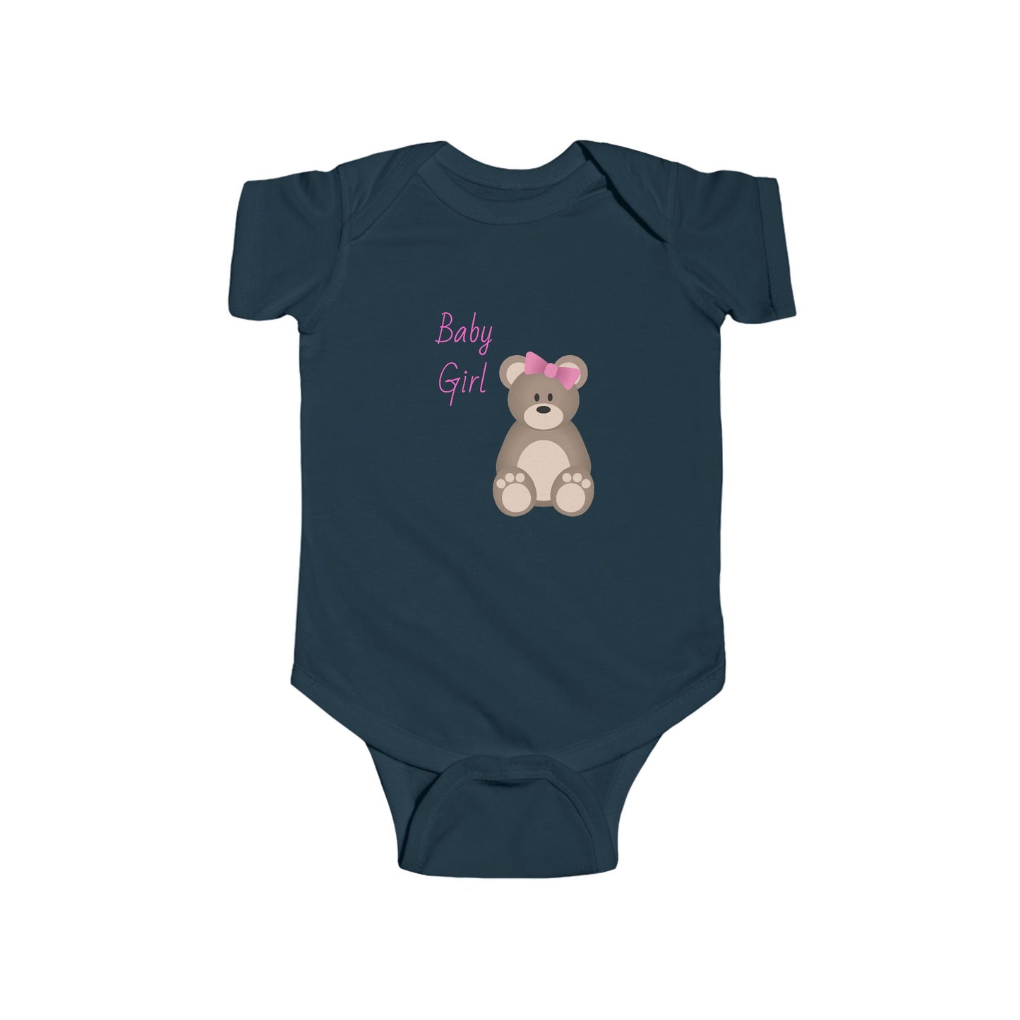 Cute Baby Girl Bodysuit with Bear Design, Infant Clothing