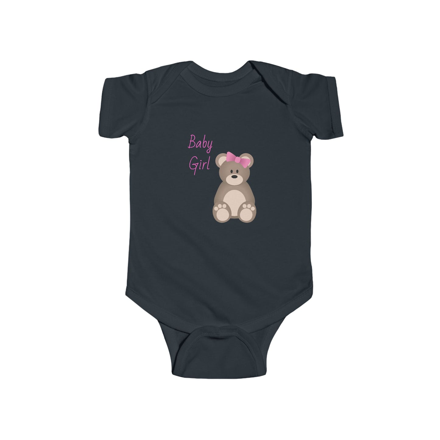 Cute Baby Girl Bodysuit with Bear Design, Infant Clothing