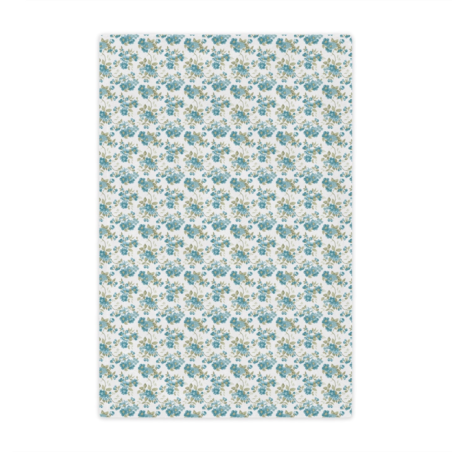 Floral Minky Blanket — Vintage Blue Rose Throw for Cozy Home, Nursery, Gift