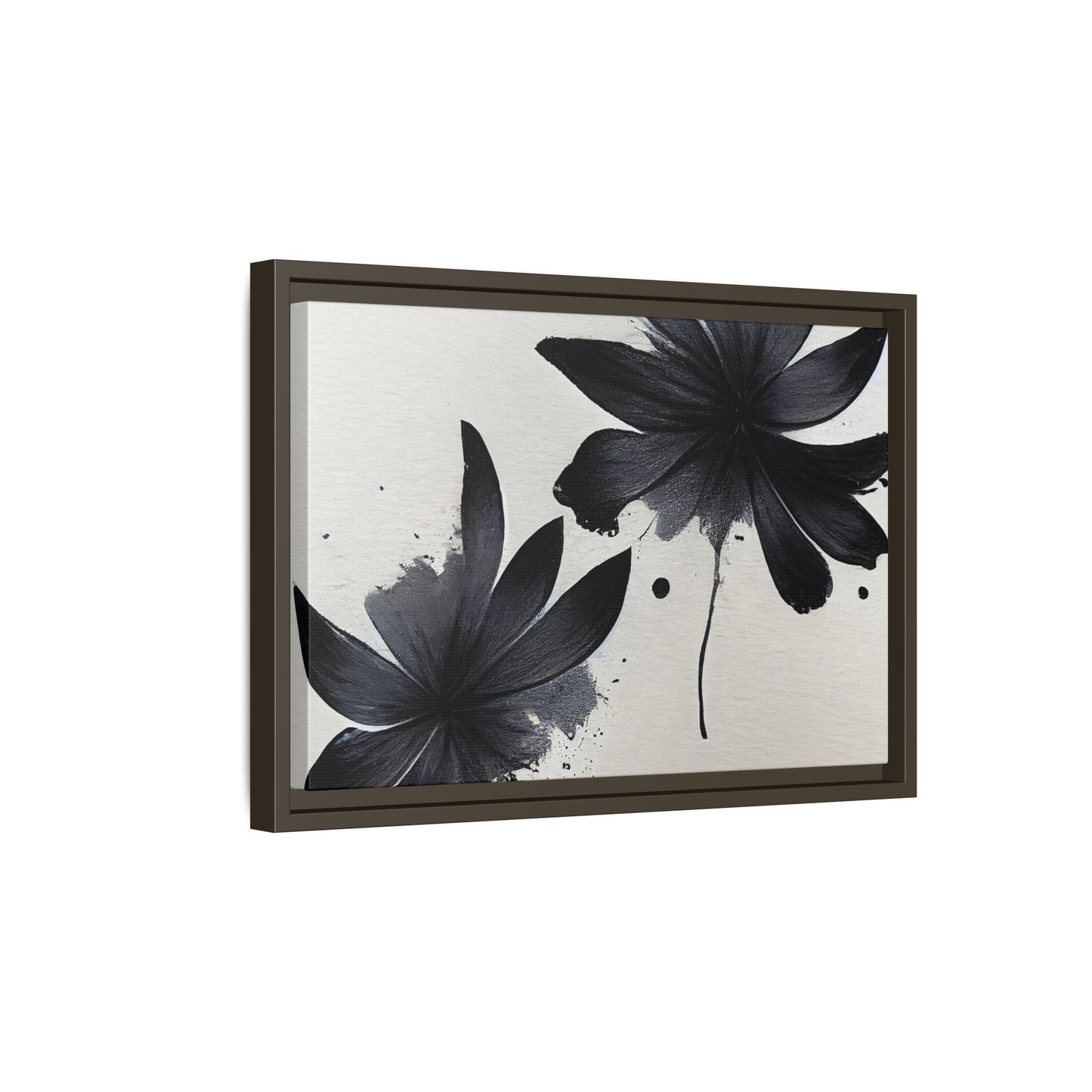 Framed Black Floral Matte Canvas Wall Art — Monochrome Botanical Print