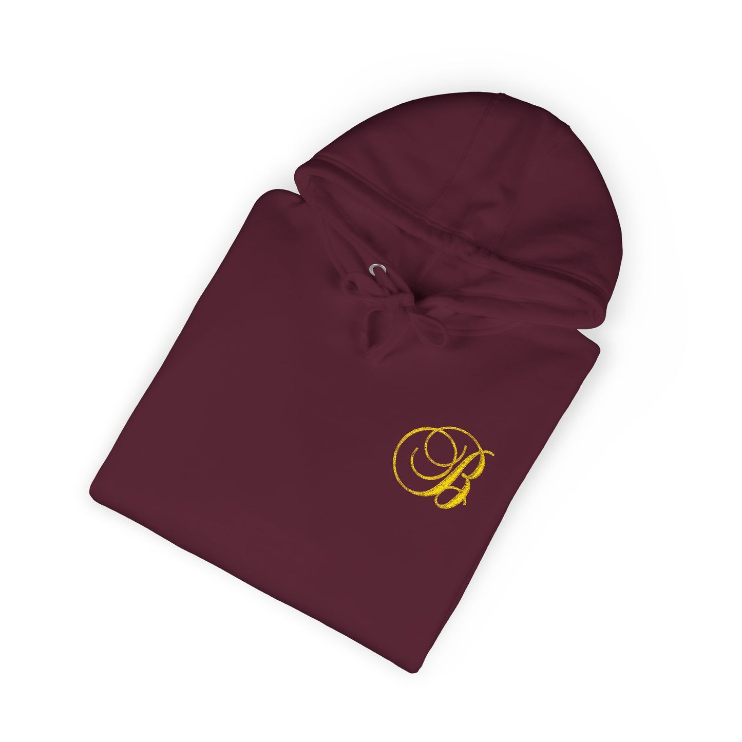 Coral Gold Floral Initial Hoodie — Monogram 'B' Casual Pullover