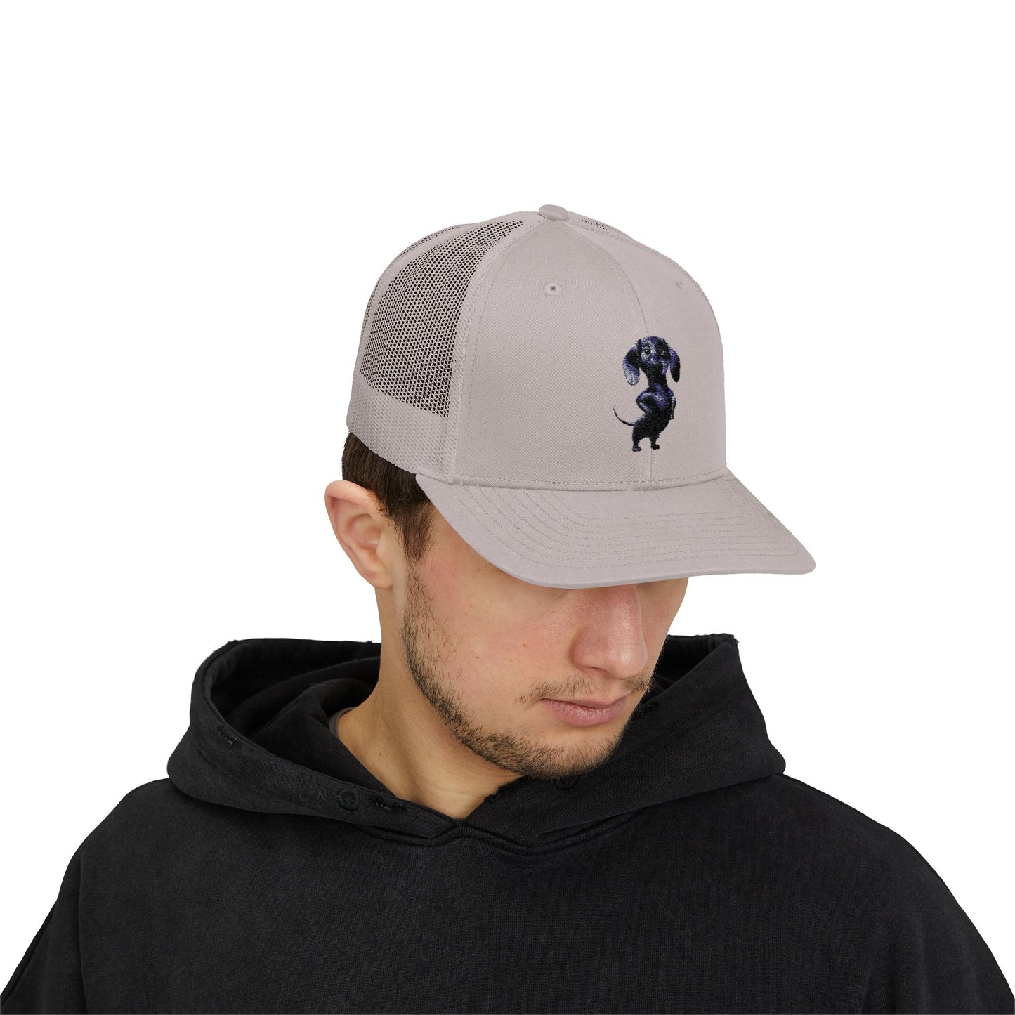 Dachshund Galaxy Trucker Cap – Embroidered Space Sausage Dog Snapback