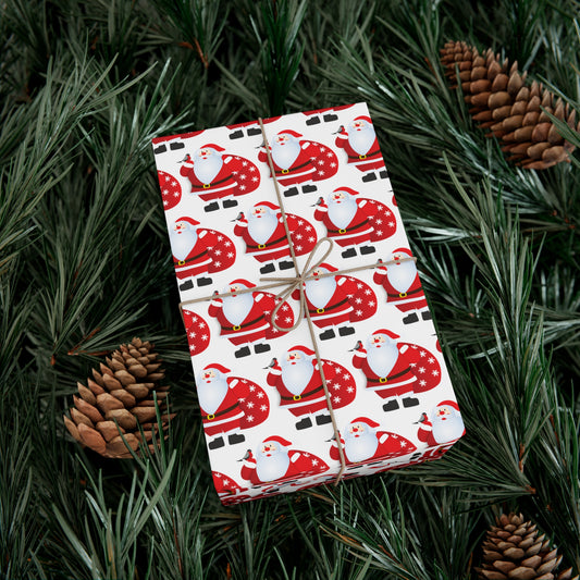 Festive Santa Gift Wrap Paper | Wrapping for Holidays, Christmas, Birthdays, Party Decor, Eco-Friendly Gift Wrap