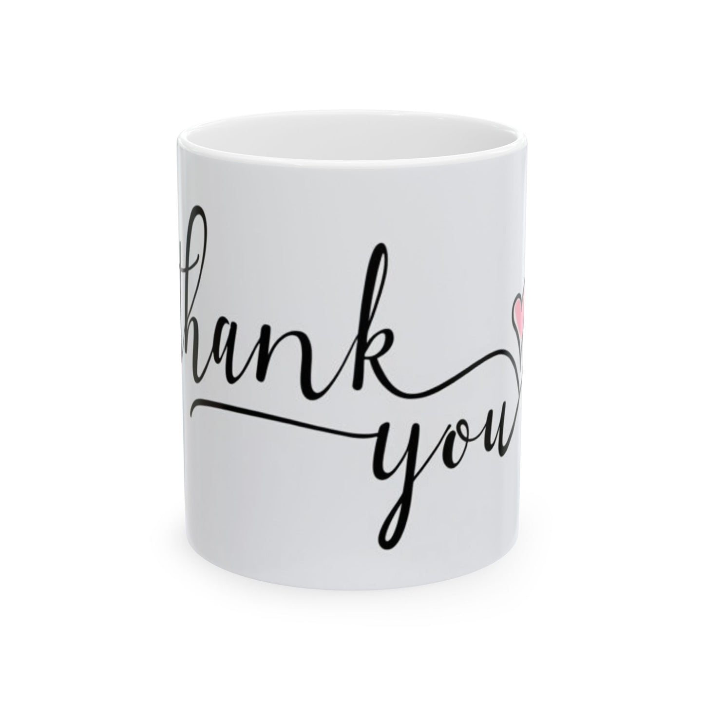 Thank You Ceramic Mug — Elegant Script & Pink Marble Accent (11oz, 15oz)