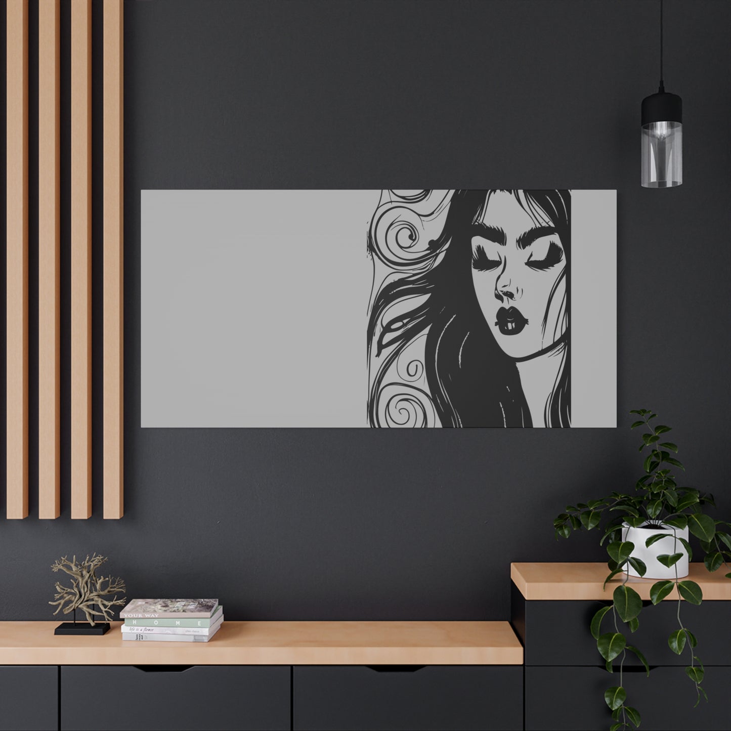 Gothic Woman Portrait Canvas Art — Matte Stretched Wall Decor