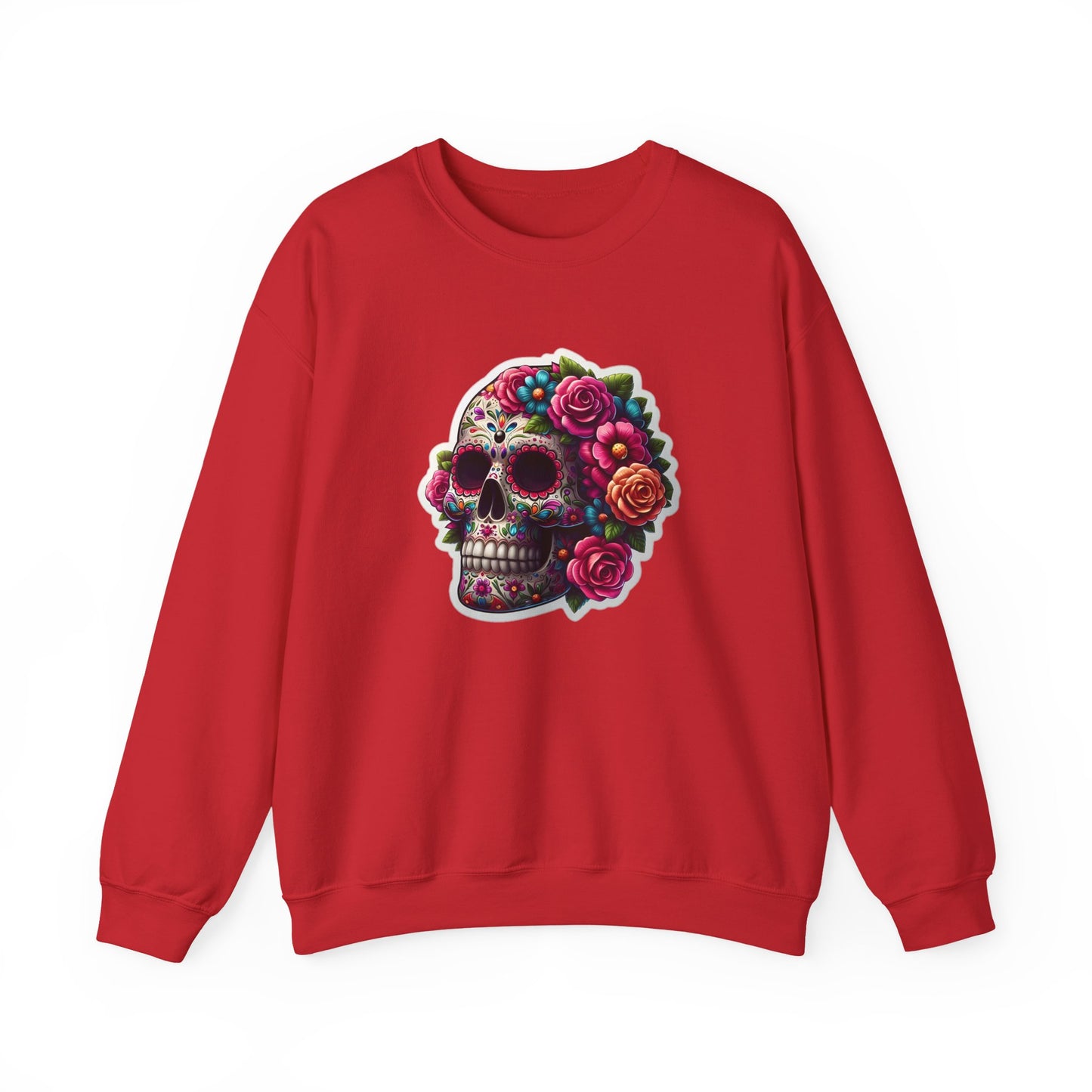 Sugar Skull Crewneck Sweatshirt — Floral Day of the Dead Graphic