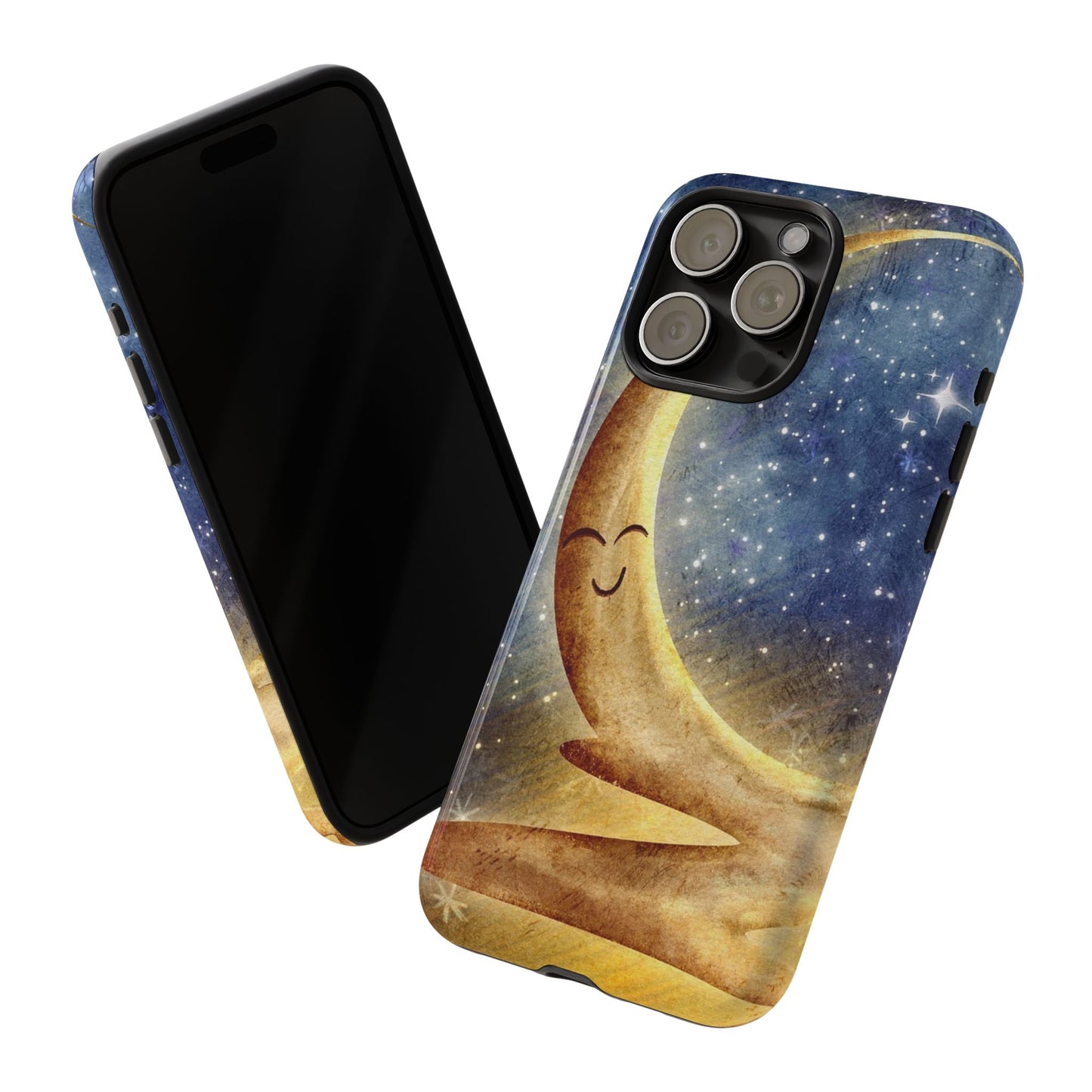 Moonlit Smile Phone Case — Starry Night Crescent Moon iPhone Cover