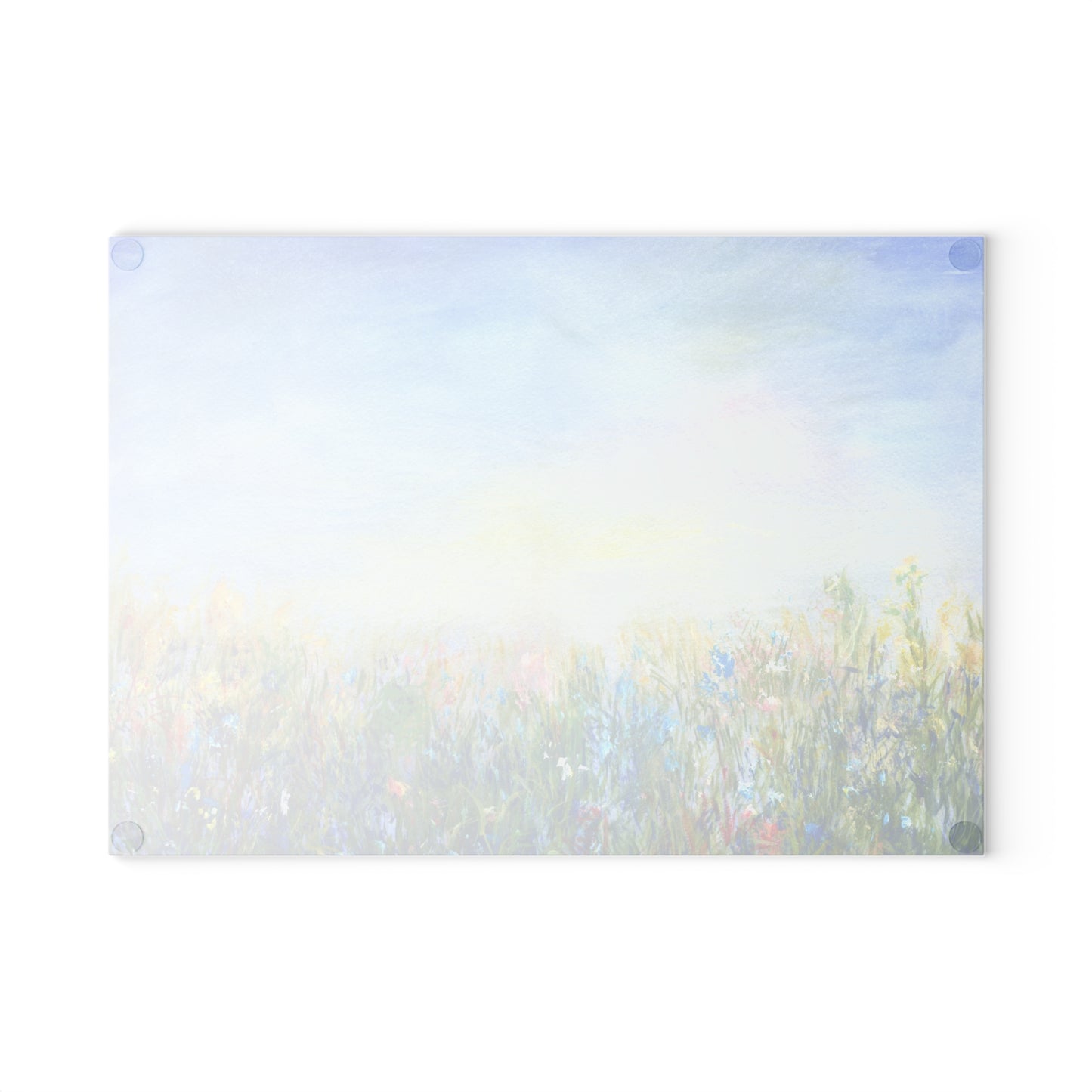Glass Cutting Board — Soft Pastel Wildflower Meadow Print