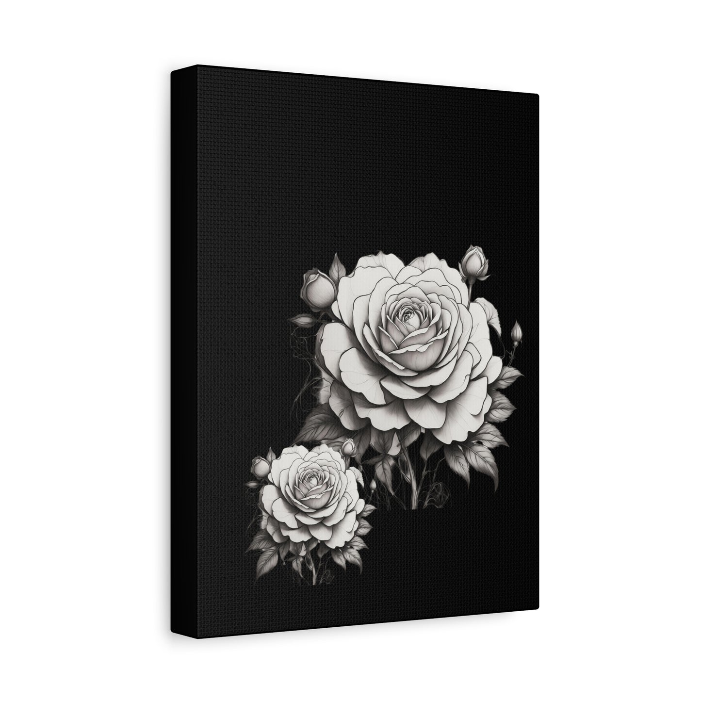 Monochrome Rose Canvas Print — Black & White Floral Wall Art