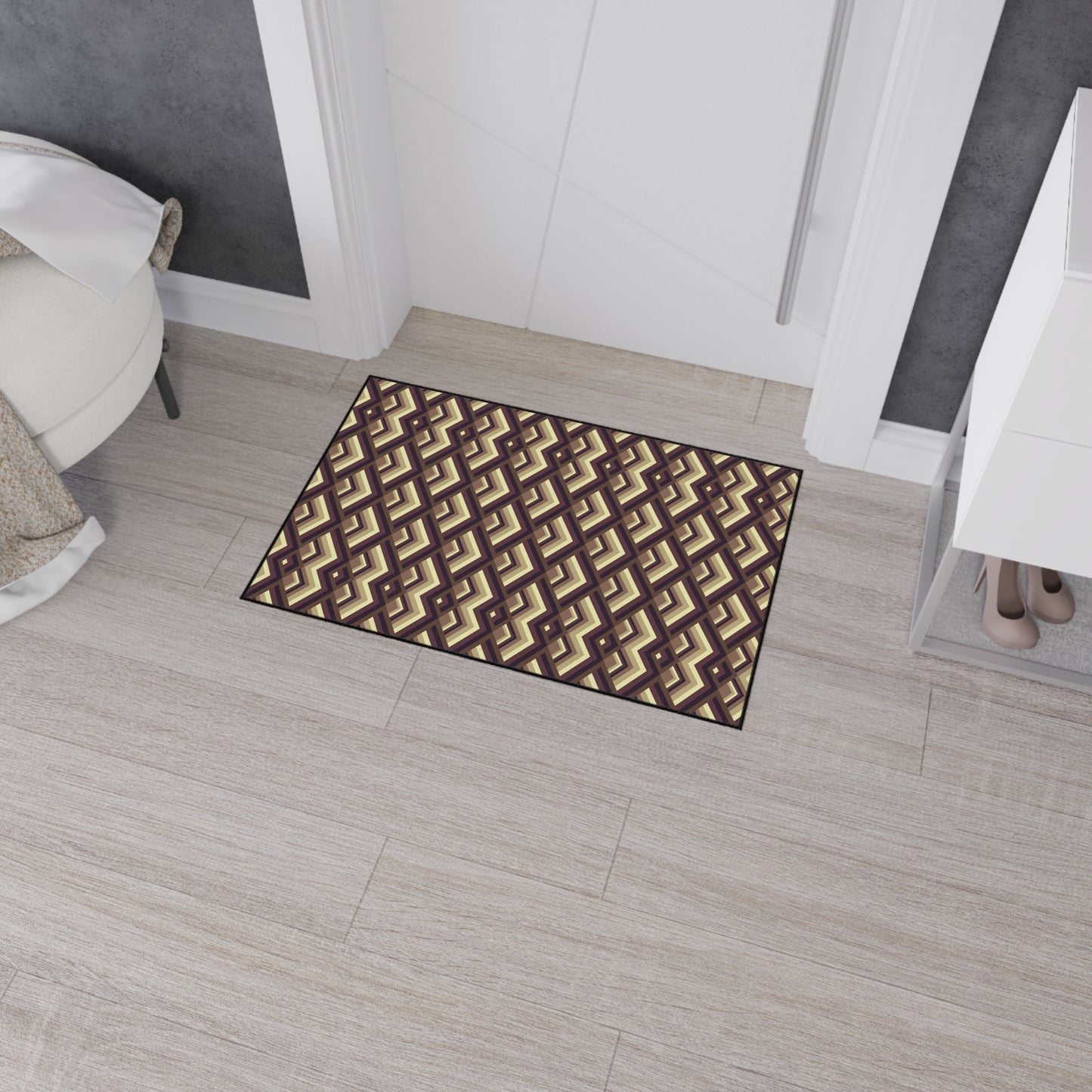 Geometric Retro Diamond Heavy-Duty Floor Mat